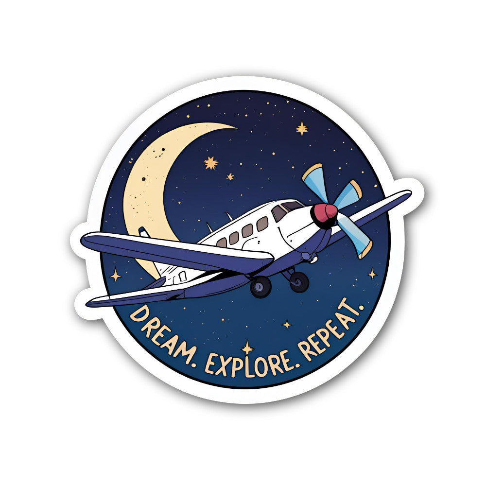 Dream. Explore. Repeat Sticker, Waterproof Vinyl Decal Sticker Indoor Or Outdoor 2 (Pieces) 3" and 5"