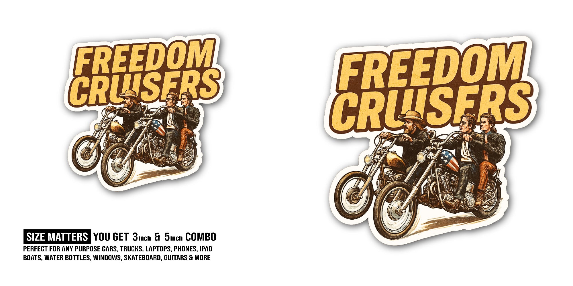 FREEDOM CROUSERS Sticker, Waterproof Vinyl Decal Sticker Indoor Or Outdoor 2 (Pieces) 3" and 5"