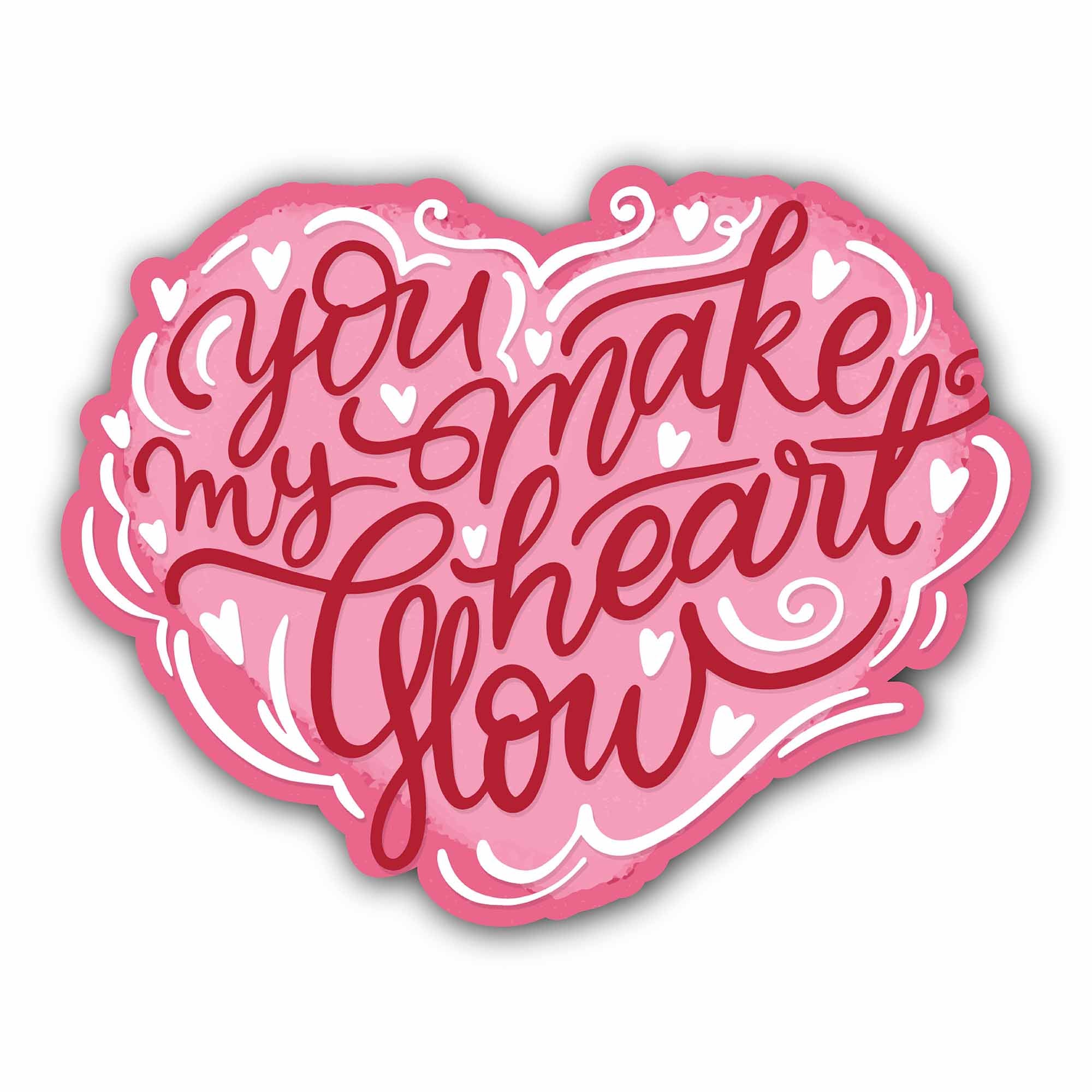 You My Make Heart Glow Sticker, Waterproof Vinyl Decal Sticker Indoor Or Outdoor 2 (Pieces) 3" and 5"