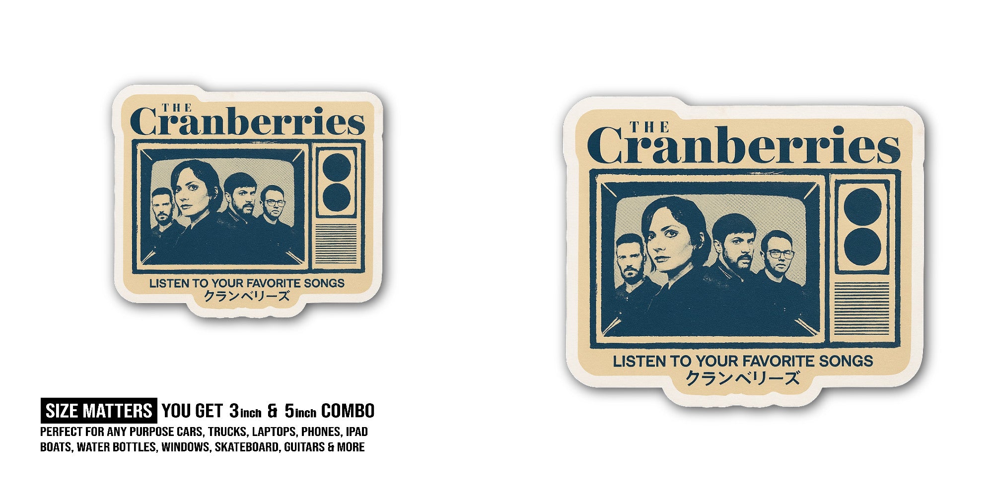 The Cranberries Sticker, Waterproof Vinyl Decal Sticker Indoor Or Outdoor 2 (Pieces) 3" and 5"