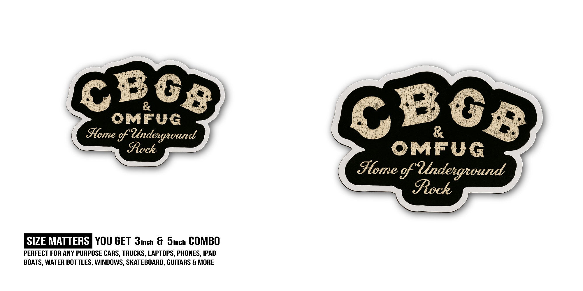CBGB and OMFUG Sticker, Waterproof Vinyl Decal Sticker Indoor Or Outdoor 2 (Pieces) 3" and 5"