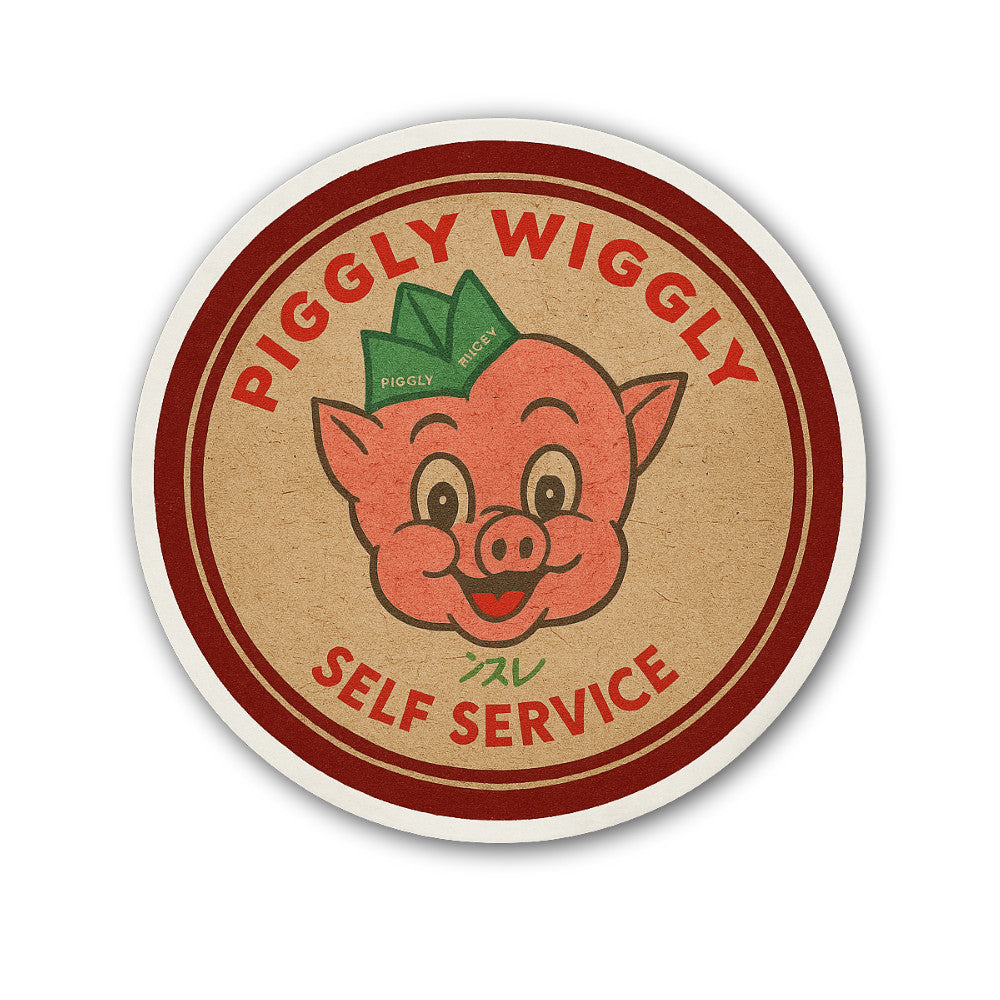 Piggly Wiggly Sticker, Waterproof Vinyl Decal Sticker Indoor Or Outdoor 2 (Pieces) 3" and 5"