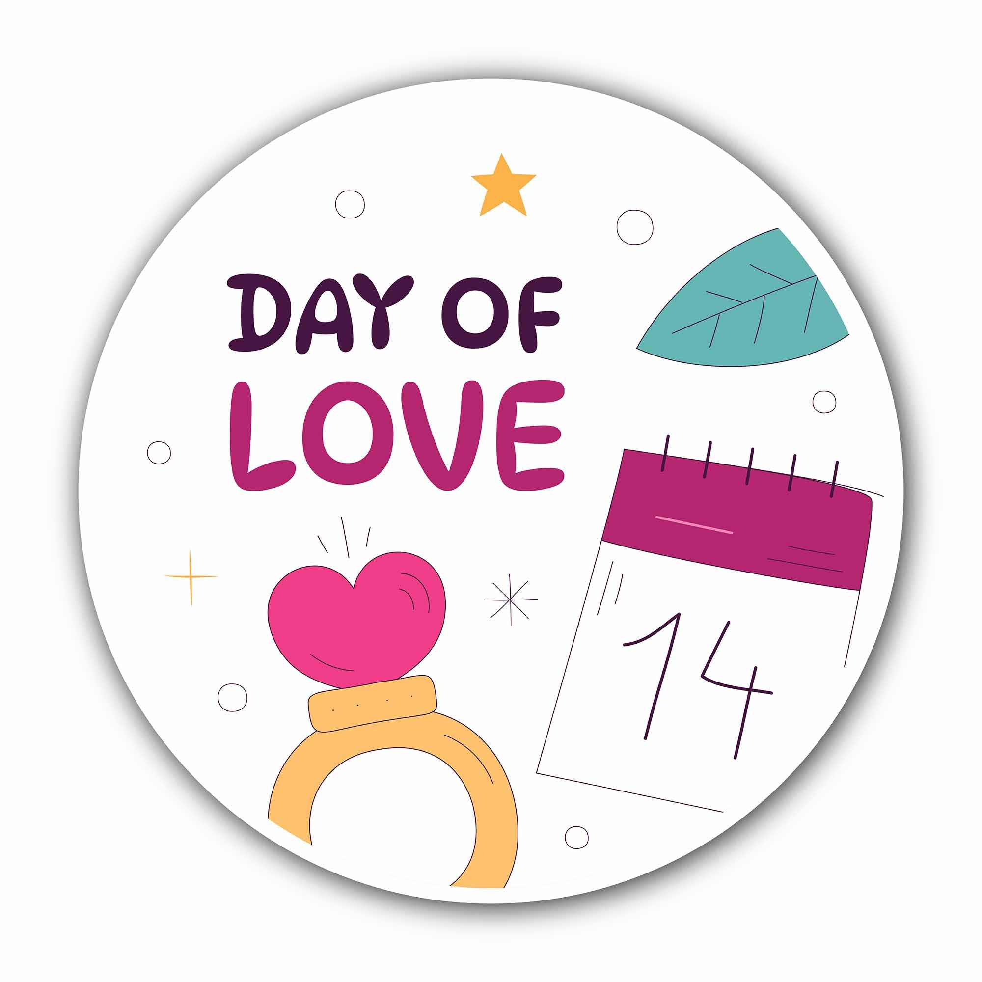 Celendar & Day of Love Sticker, Waterproof Vinyl Decal Sticker Indoor Or Outdoor 2 (Pieces) 3" and 5"