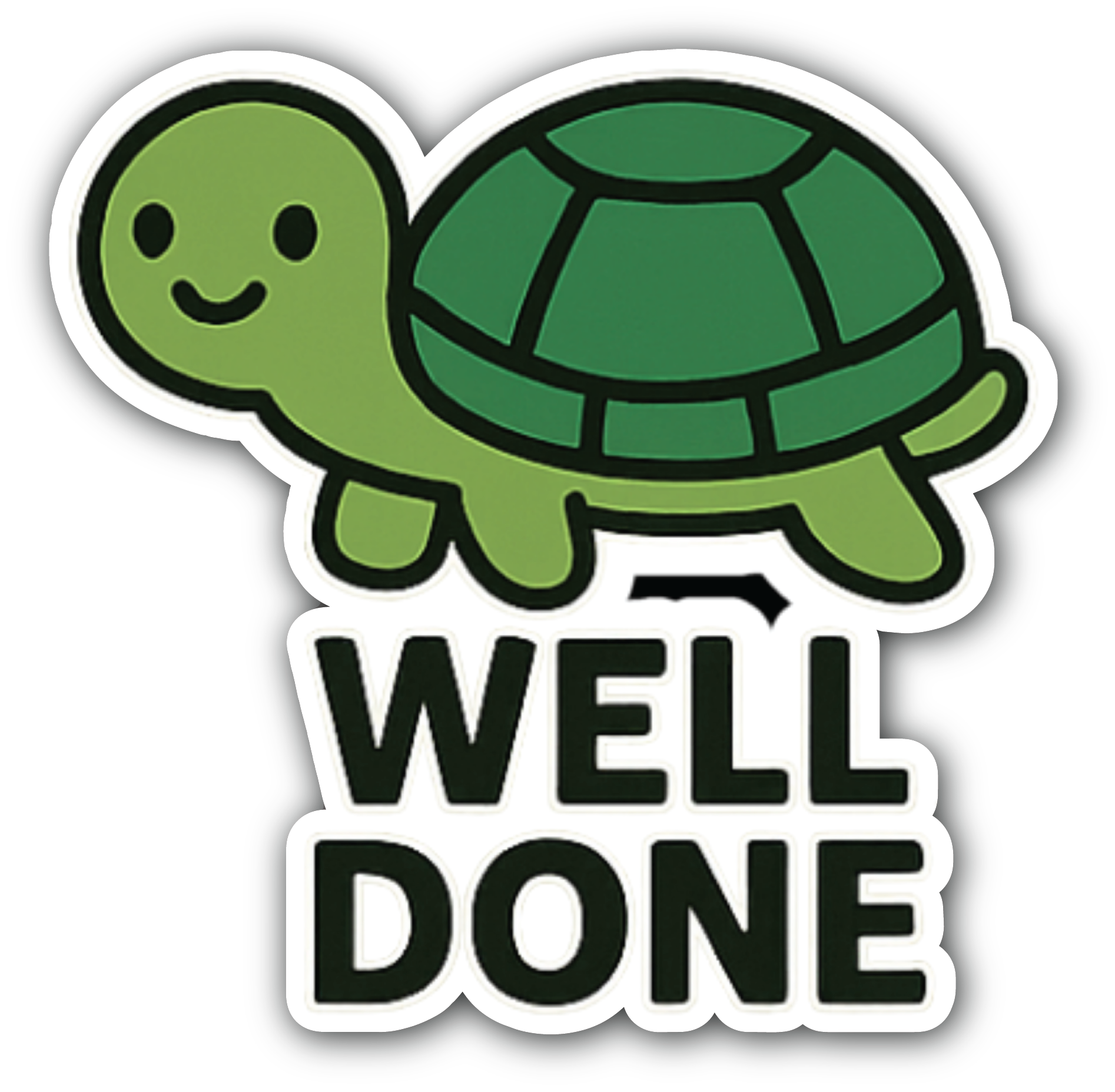 Well Done Cute Turtle Sticker, Waterproof Vinyl Decal Sticker Indoor Or Outdoor 2 (Pieces) 3" and 5"