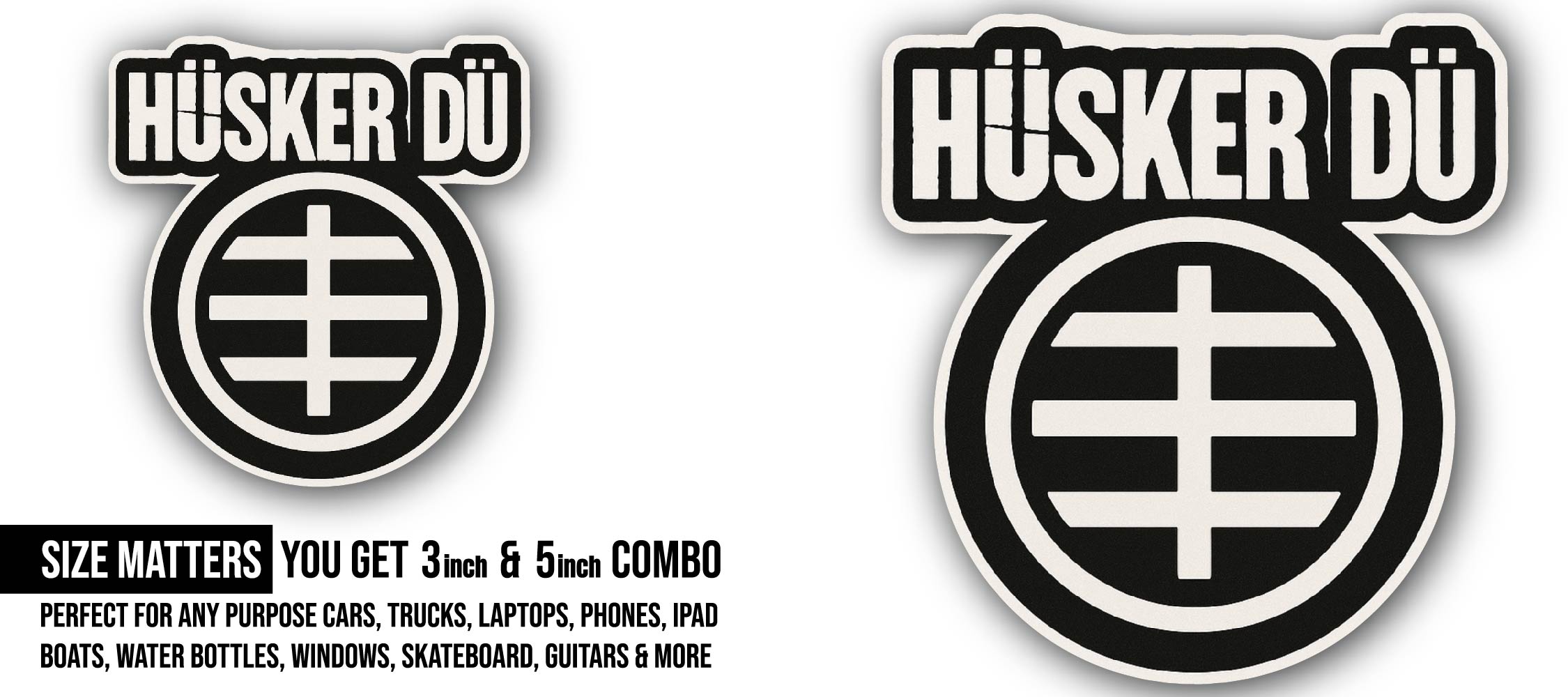 Husker Du Sticker, Waterproof Vinyl Decal Sticker Indoor Or Outdoor 2 (Pieces) 3" and 5"
