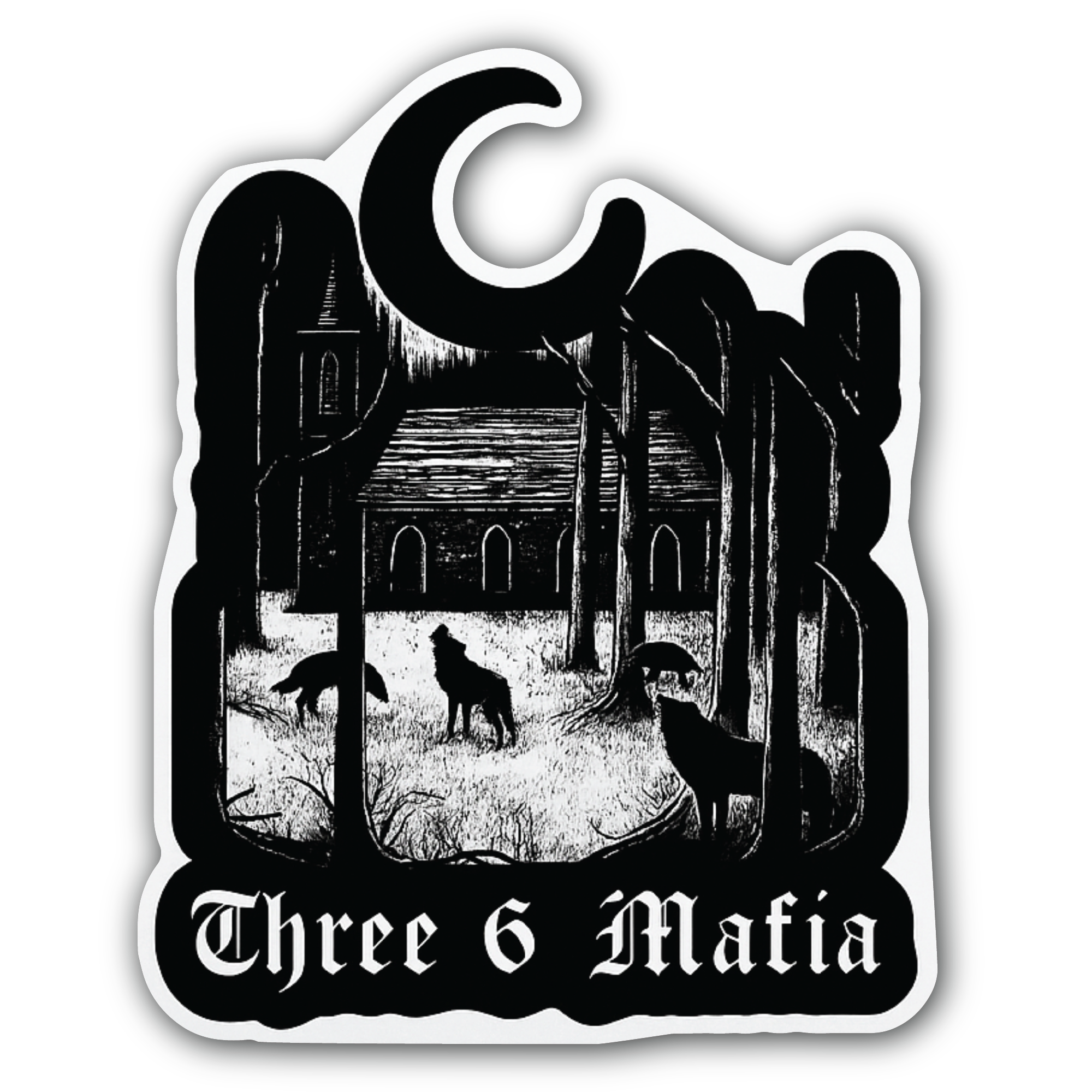 Three 6 Mafia Sticker, Waterproof Vinyl Decal Sticker Indoor Or Outdoor 2 (Pieces) 3" and 5"