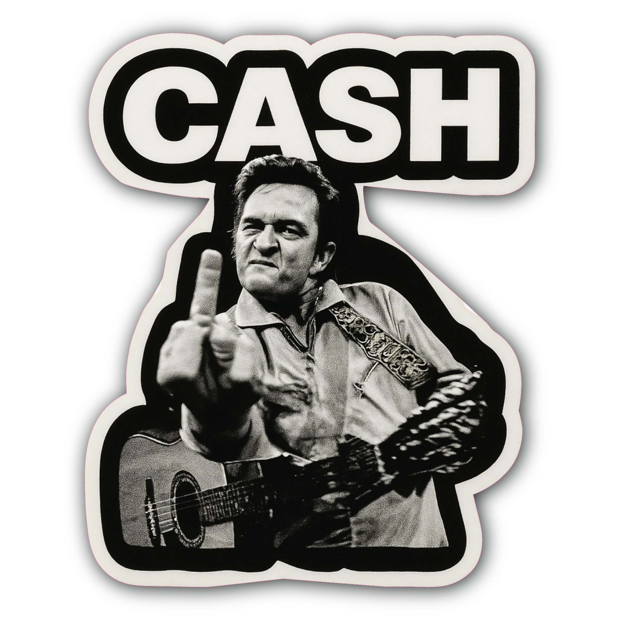 Cool Johnny Cash Sticker, Waterproof Vinyl Decal Sticker Indoor Or Outdoor 2 (Pieces) 3" and 5"