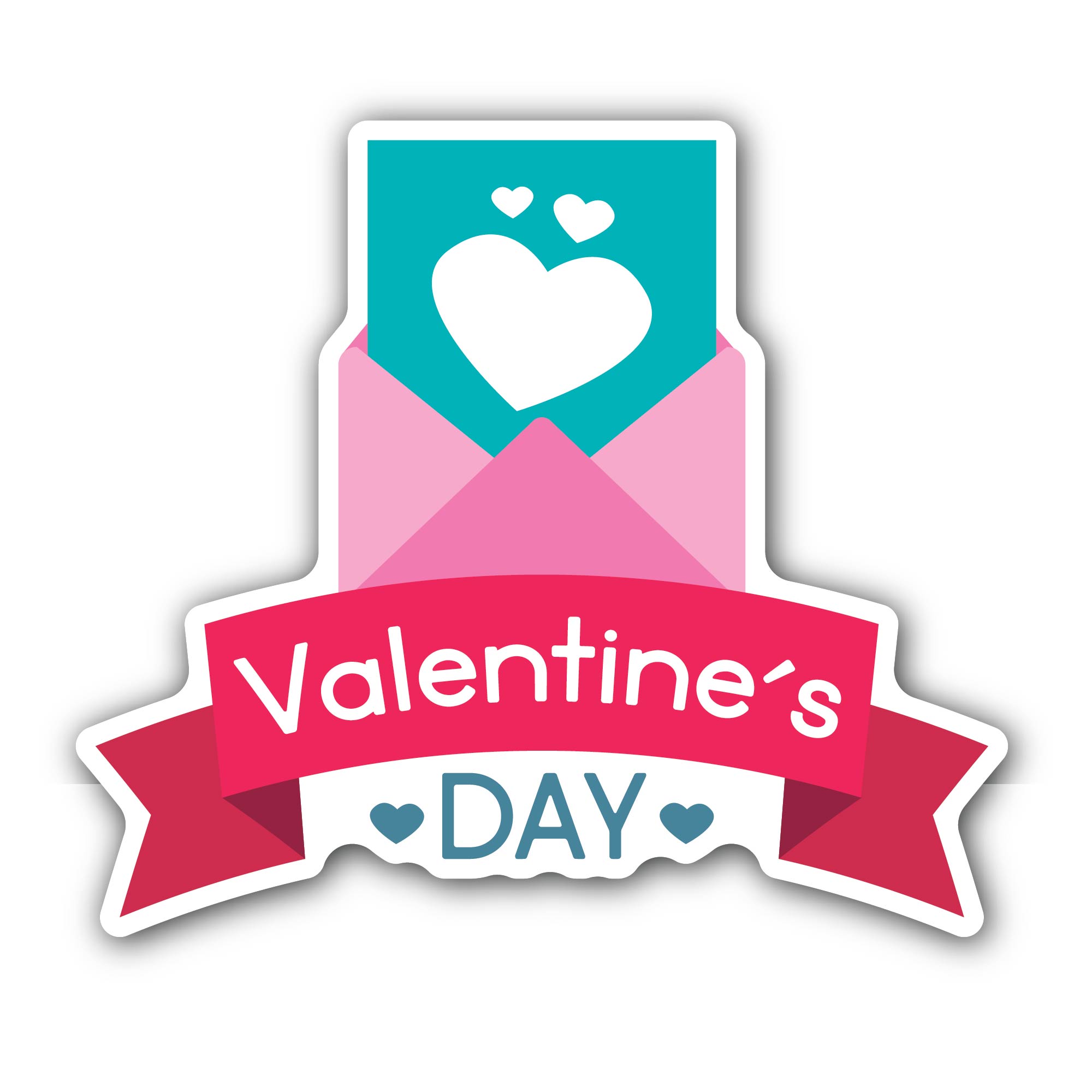 Red Tag with Valentine's Day Sticker, Waterproof Vinyl Decal Sticker Indoor Or Outdoor 2 (Pieces) 3" and 5"
