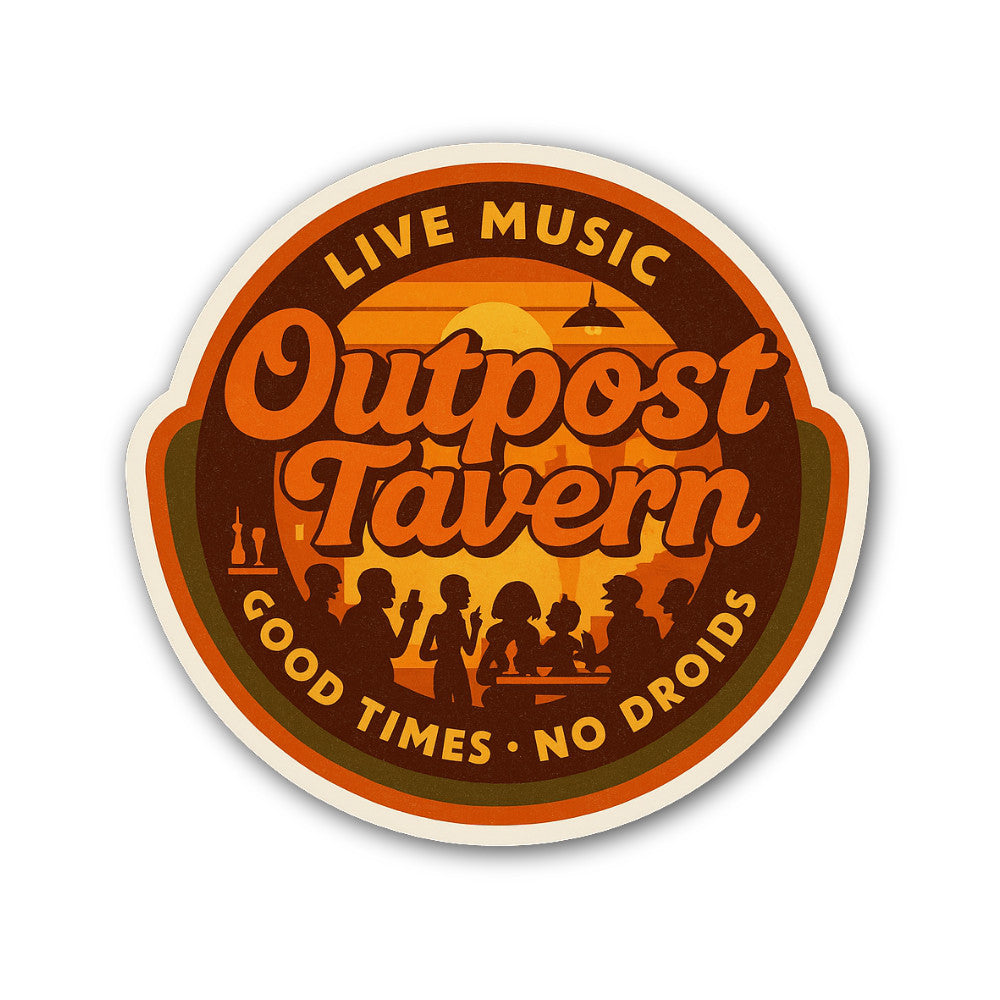 Outpost Tavern Sticker, Waterproof Vinyl Decal Sticker Indoor Or Outdoor 2 (Pieces) 3" and 5"