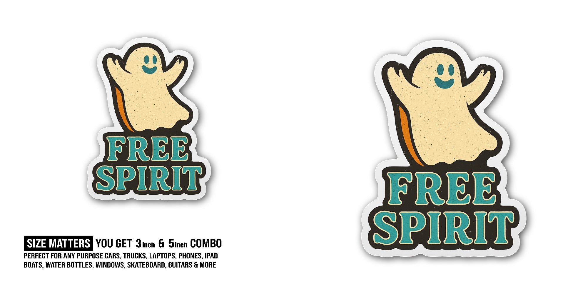 Free Spirit Sticker, Waterproof Vinyl Decal Sticker Indoor Or Outdoor 2 (Pieces) 3" and 5"