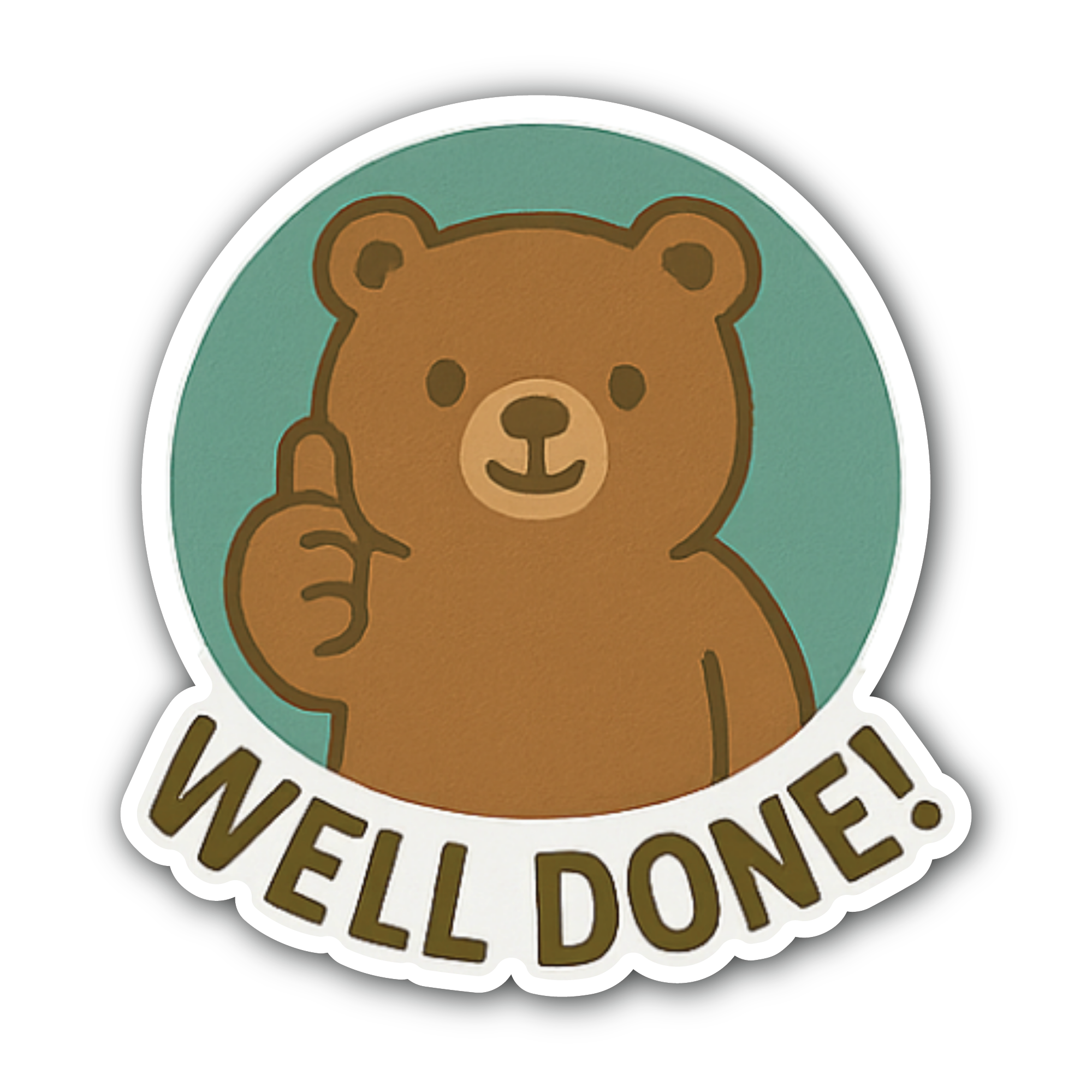 Well Done Bear Sticker, Waterproof Vinyl Decal Sticker Indoor Or Outdoor 2 (Pieces) 3" and 5"
