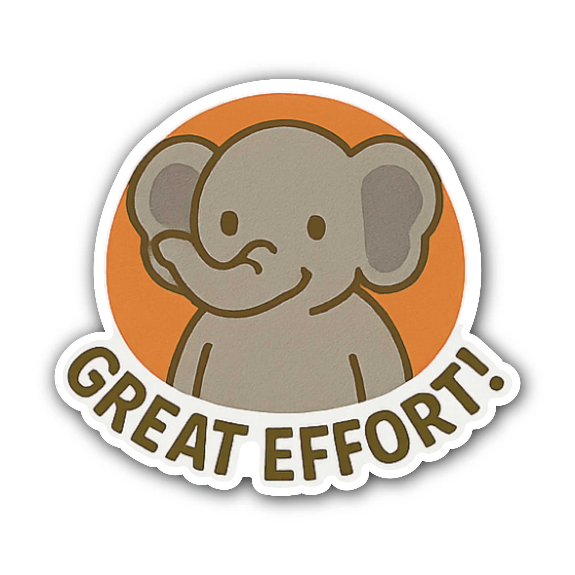 Great Effort Elephant Sticker, Waterproof Vinyl Decal Sticker Indoor Or Outdoor 2 (Pieces) 3" and 5"