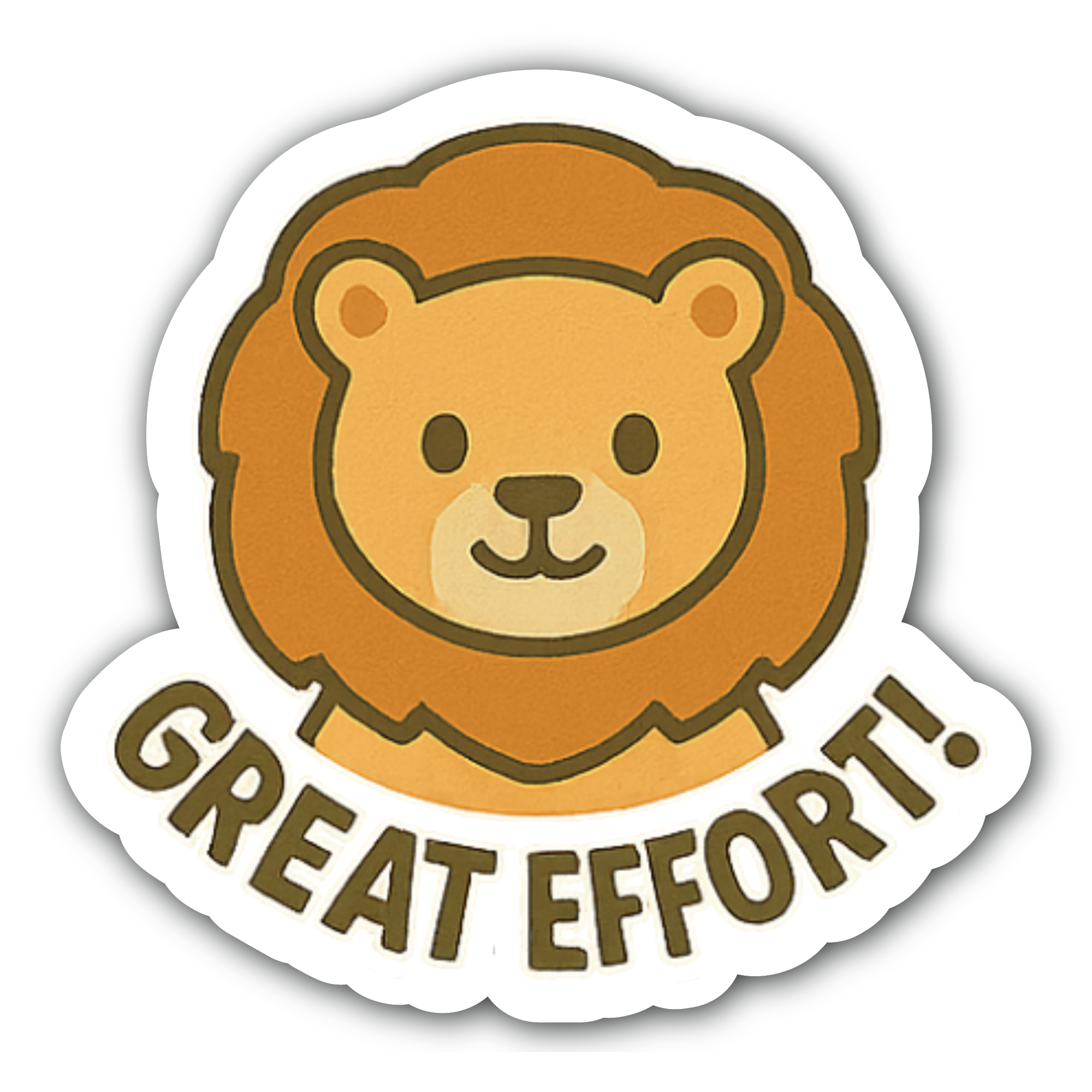 Great Effort Lion Sticker, Waterproof Vinyl Decal Sticker Indoor Or Outdoor 2 (Pieces) 3" and 5"