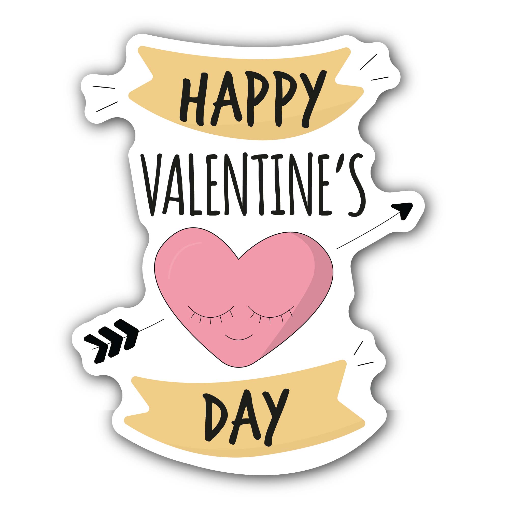 Sleep Heart & Happy Valentine's Day Sticker, Waterproof Vinyl Decal Sticker Indoor Or Outdoor 2 (Pieces) 3" and 5"