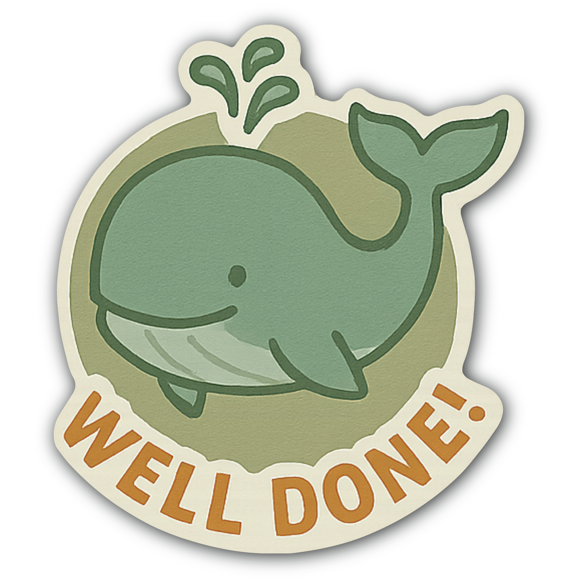 Whale Well Done Sticker, Waterproof Vinyl Decal Sticker Indoor Or Outdoor 2 (Pieces) 3" and 5"