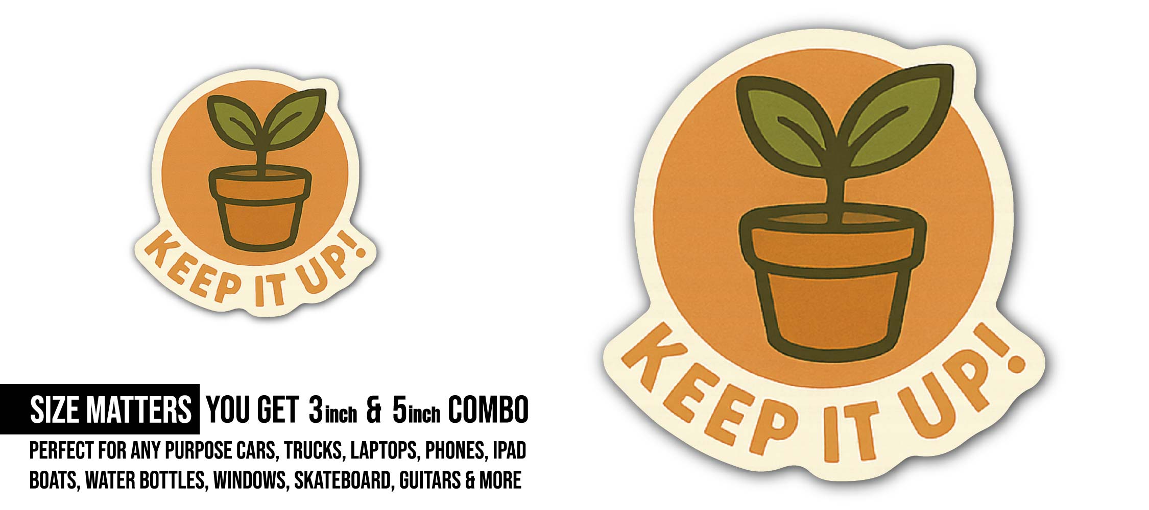 Plant Sticker, Waterproof Vinyl Decal Sticker Indoor Or Outdoor 2 (Pieces) 3" and 5"