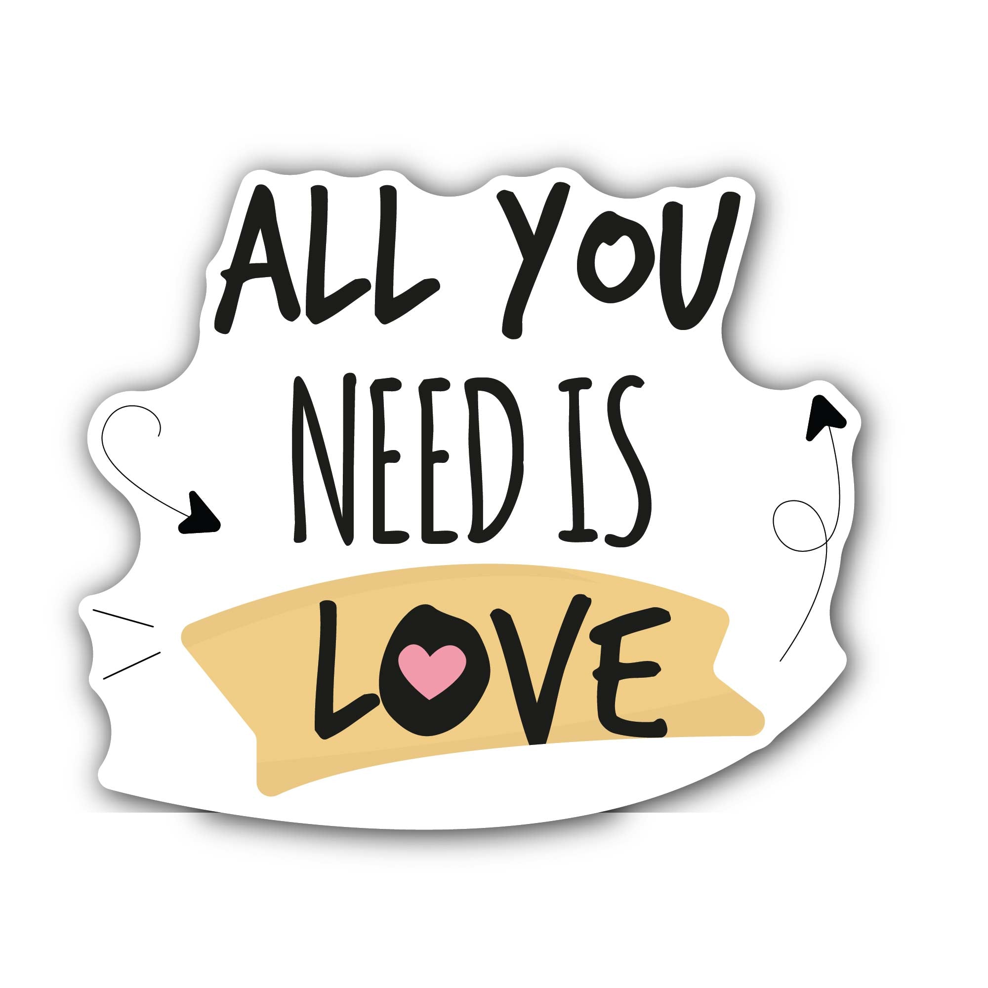 Black Arrows & All You Need is Love Sticker, Waterproof Vinyl Decal Sticker Indoor Or Outdoor 2 (Pieces) 3" and 5"