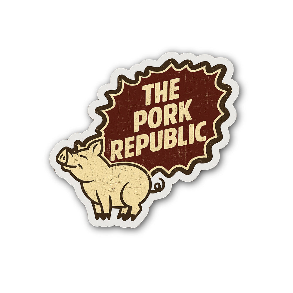 The Pork REPUBLIC Sticker, Waterproof Vinyl Decal Sticker Indoor Or Outdoor 2 (Pieces) 3" and 5"