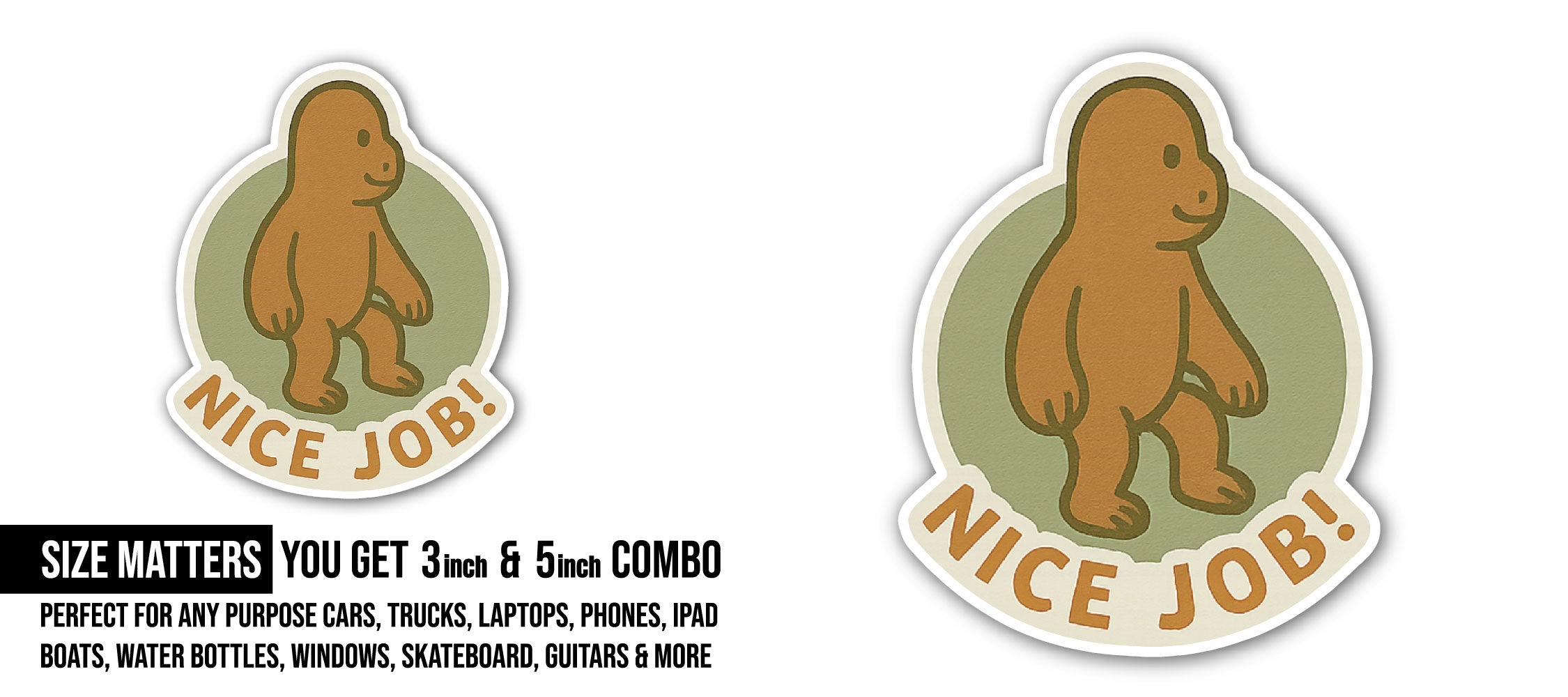 Brown Bear Sticker, Waterproof Vinyl Decal Sticker Indoor Or Outdoor 2 (Pieces) 3" and 5"