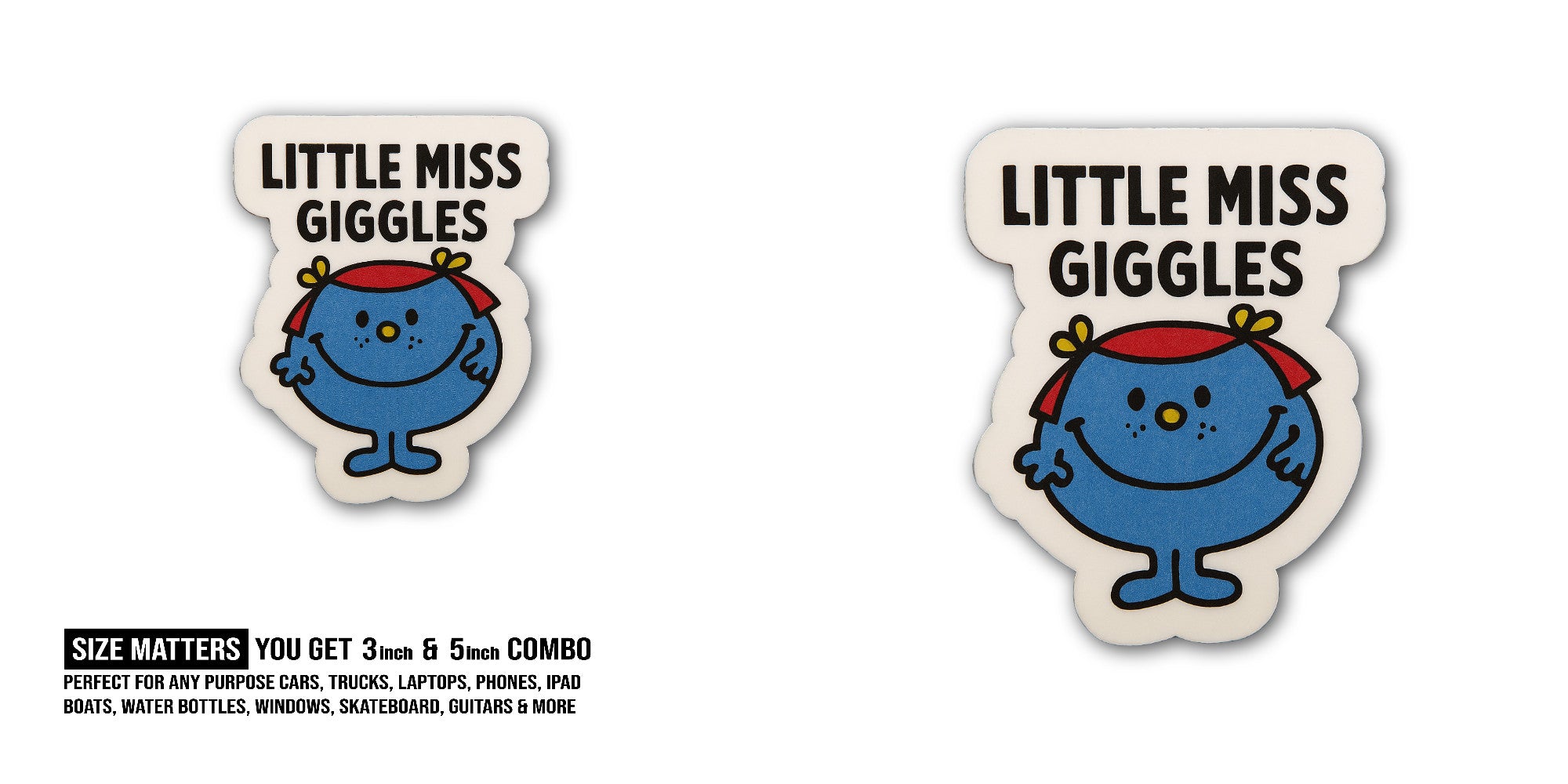 Little Miss Giggles Sticker, Waterproof Vinyl Decal Sticker Indoor Or Outdoor 2 (Pieces) 3" and 5"