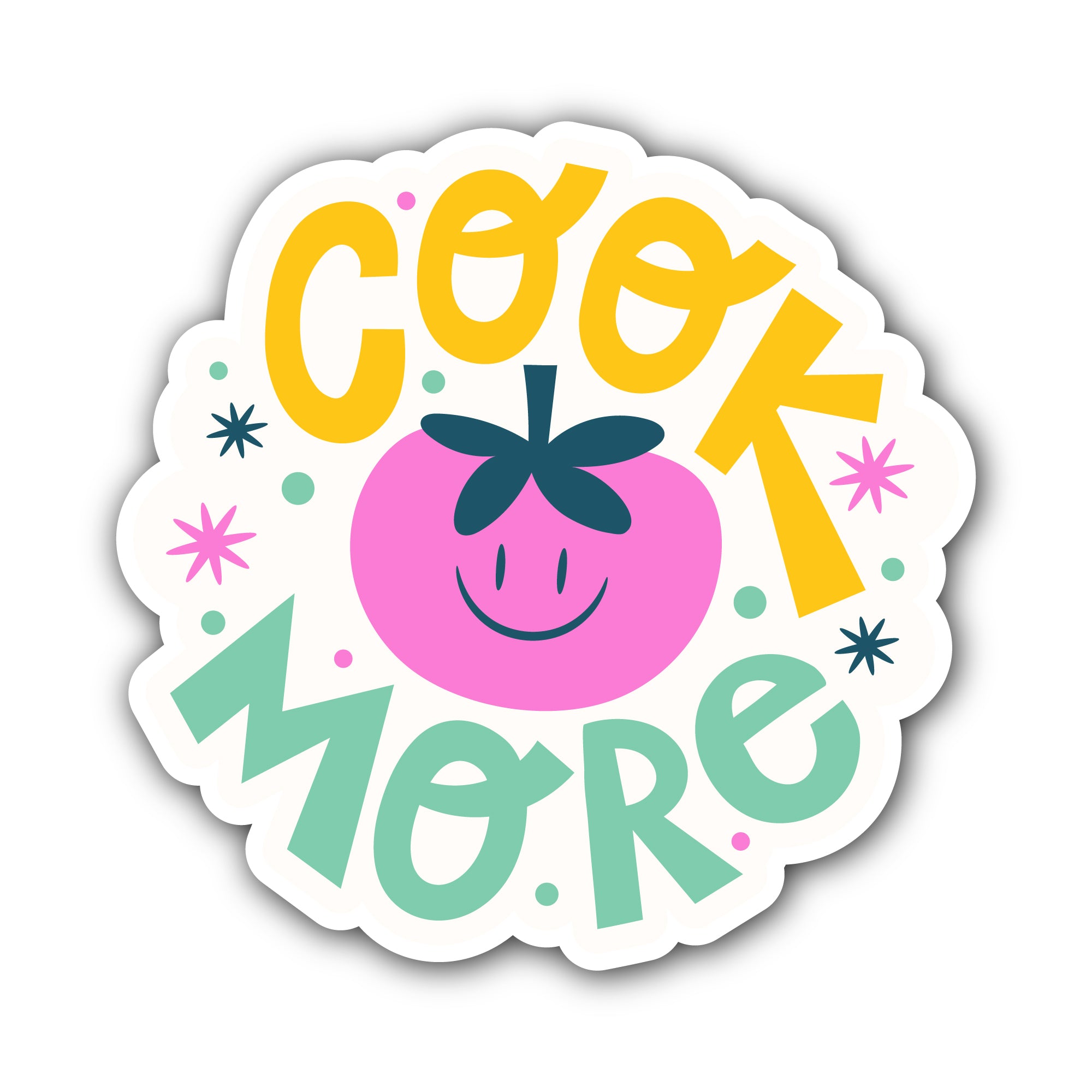 Cook More Sticker, Waterproof Vinyl Decal Sticker Indoor Or Outdoor 2 (Pieces) 3" and 5"