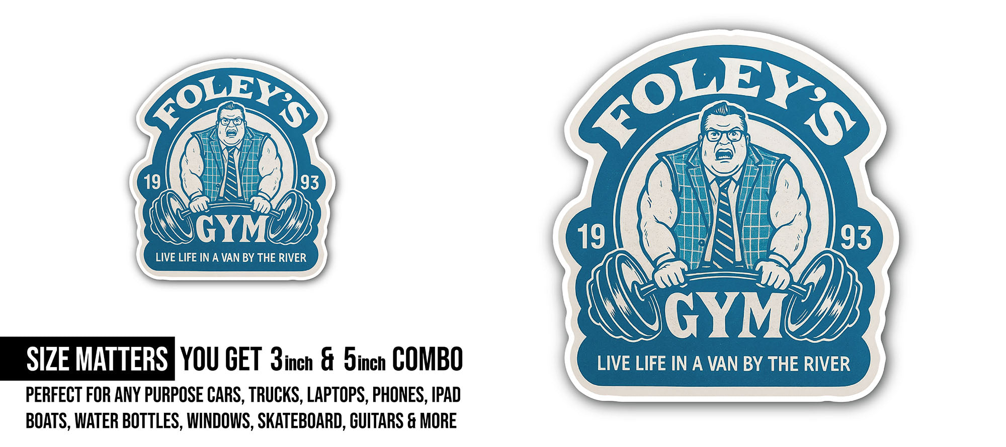 Foley's Gym Sticker, Waterproof Vinyl Decal Sticker Indoor Or Outdoor 2 (Pieces) 3" and 5"