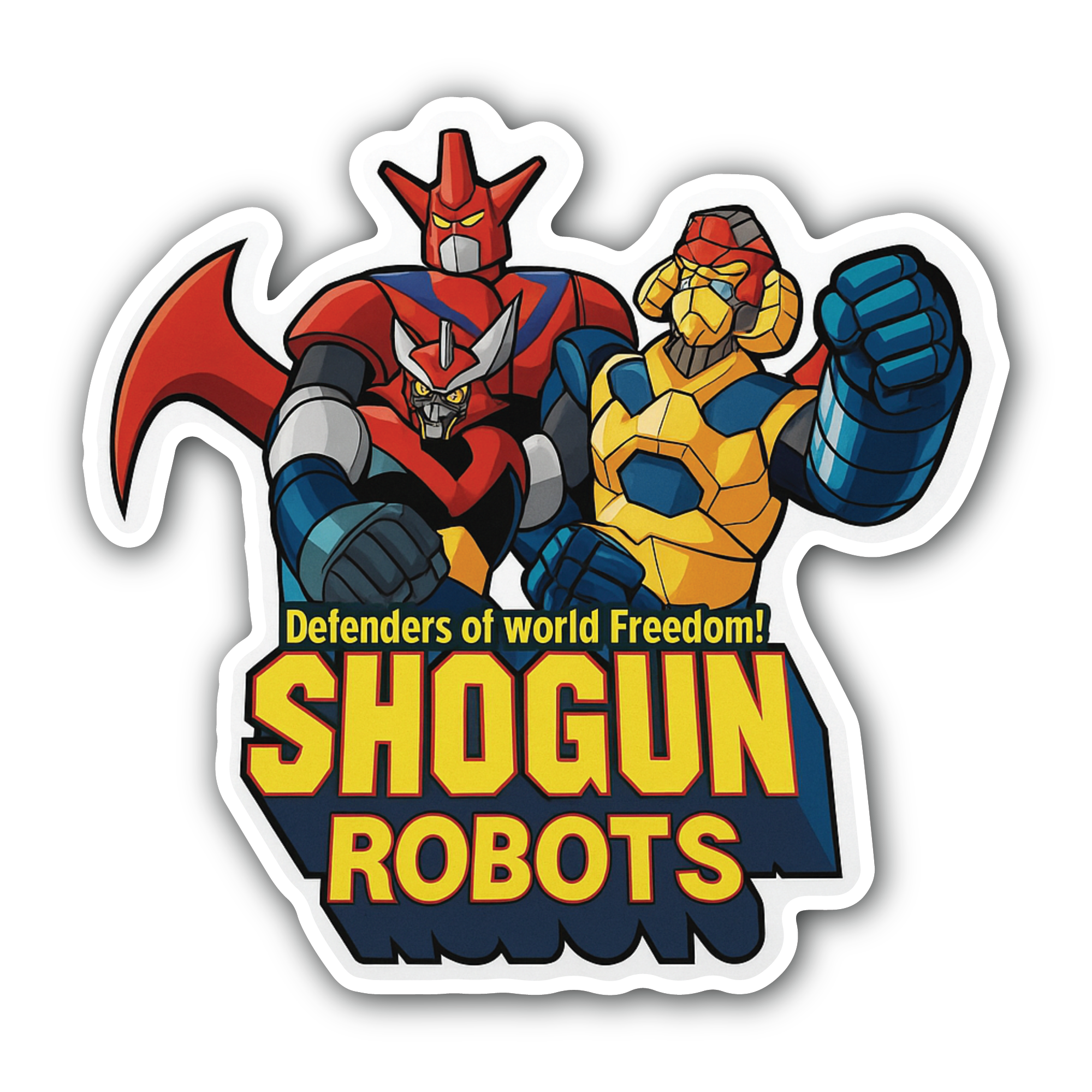 Shogun Robots Sticker, Waterproof Vinyl Decal Sticker Indoor Or Outdoor 2 (Pieces) 3" and 5"
