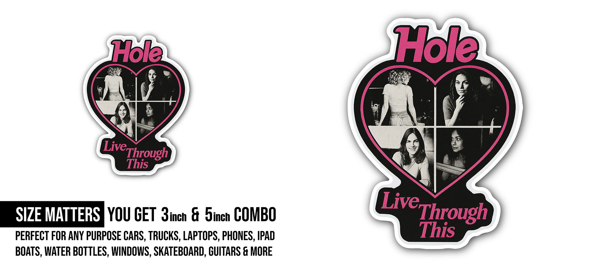 Hole Live Through This Sticker, Waterproof Vinyl Decal Sticker Indoor Or Outdoor 2 (Pieces) 3" and 5"