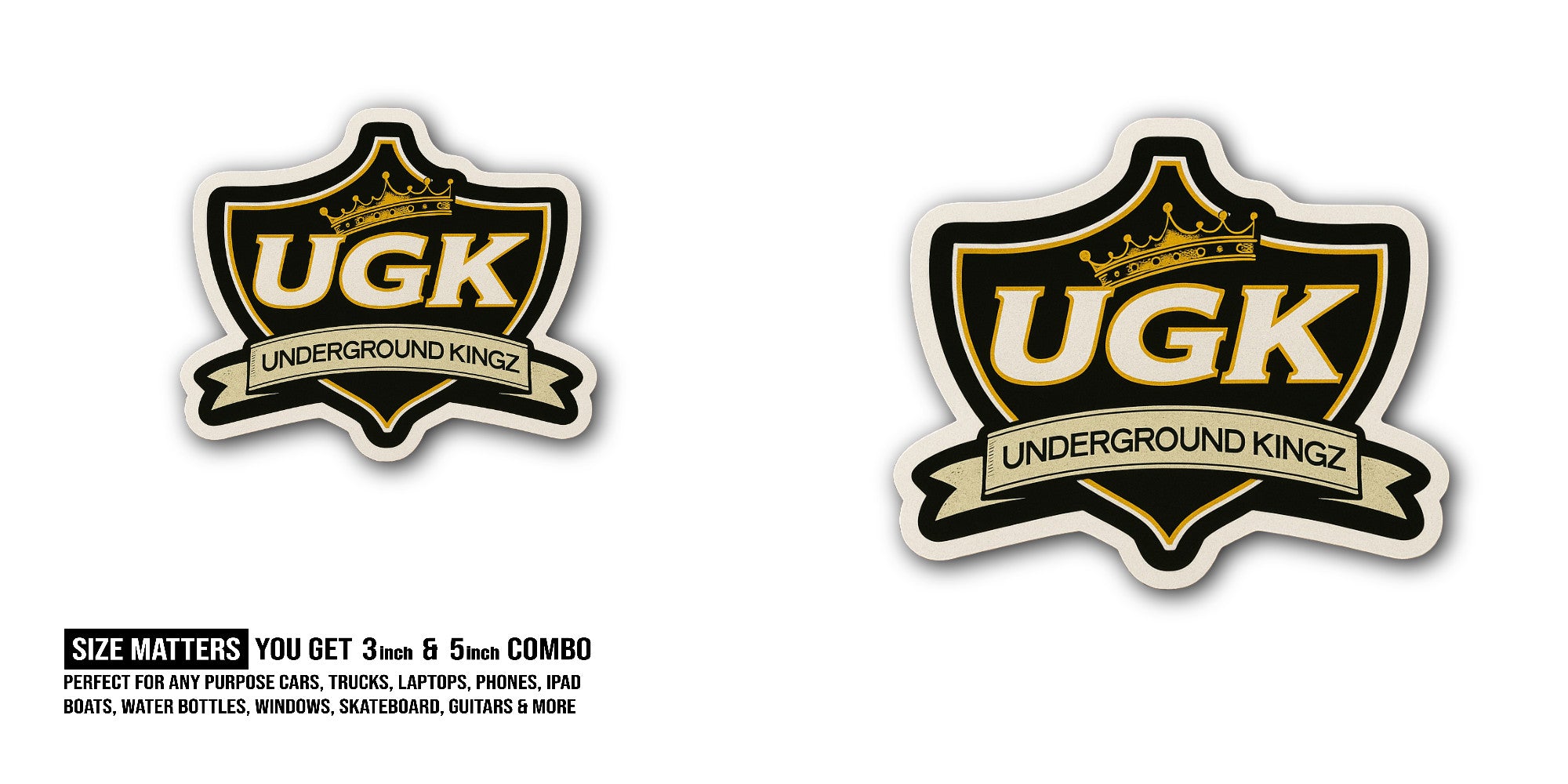 UGK Sticker, Waterproof Vinyl Decal Sticker Indoor Or Outdoor 2 (Pieces) 3" and 5"
