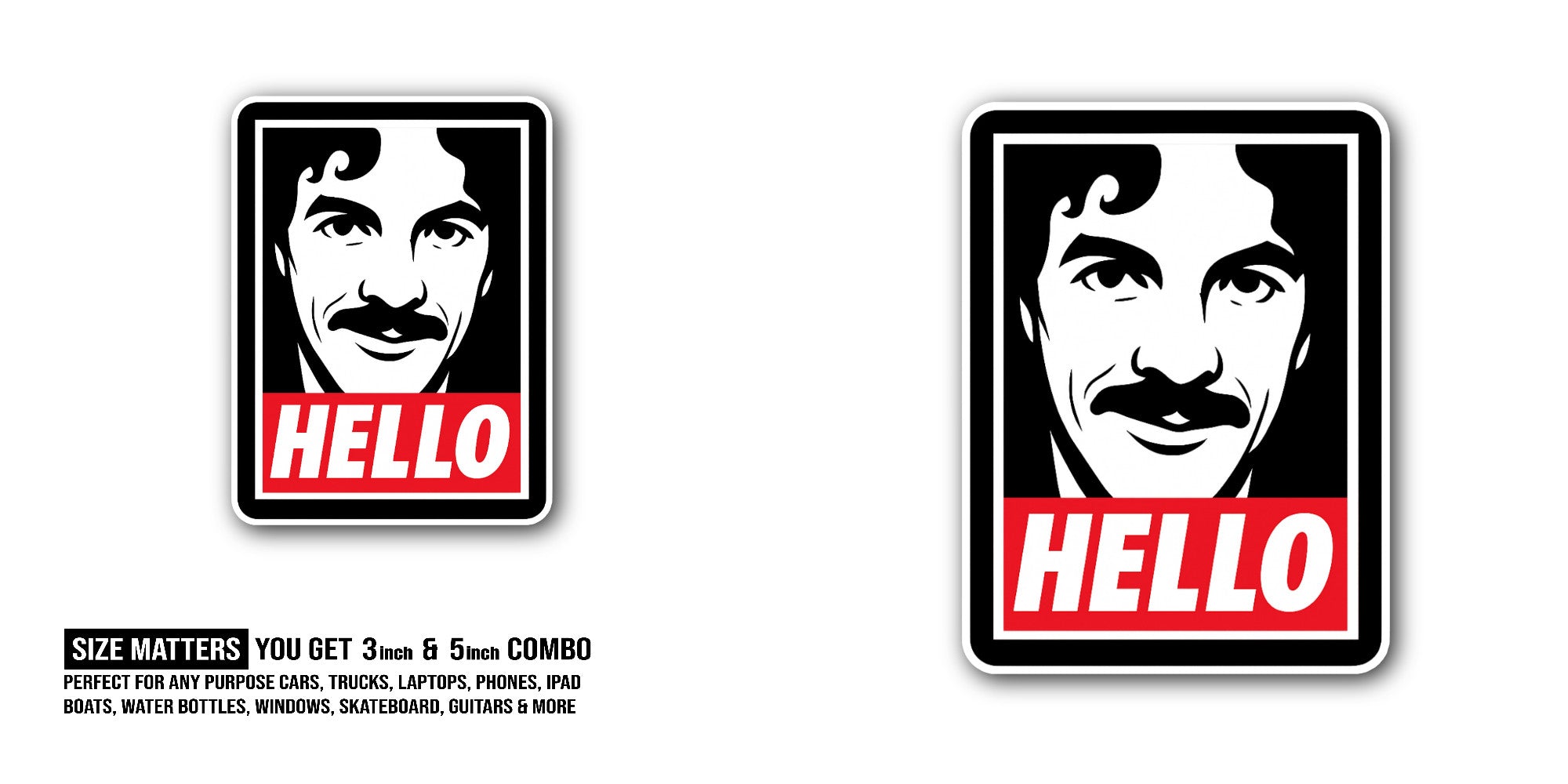 Hello Inigo Montoya Sticker, Waterproof Vinyl Decal Sticker Indoor Or Outdoor 2 (Pieces) 3" and 5"