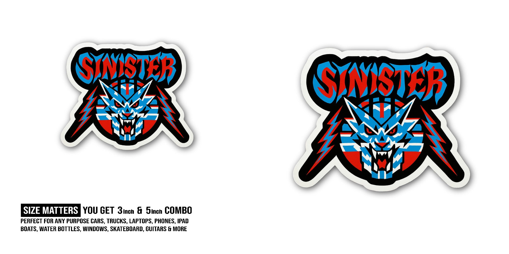 Sinistar Sticker, Waterproof Vinyl Decal Sticker Indoor Or Outdoor 2 (Pieces) 3" and 5"