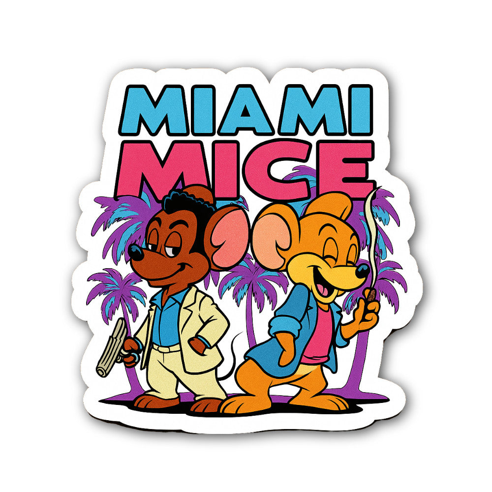 Miami Mice Sticker, Waterproof Vinyl Decal Sticker Indoor Or Outdoor 2 (Pieces) 3" and 5"