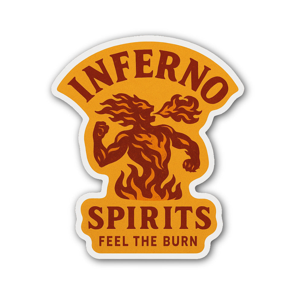 Inferno Spirits Feel The Burn Sticker, Waterproof Vinyl Decal Sticker Indoor Or Outdoor 2 (Pieces) 3" and 5"