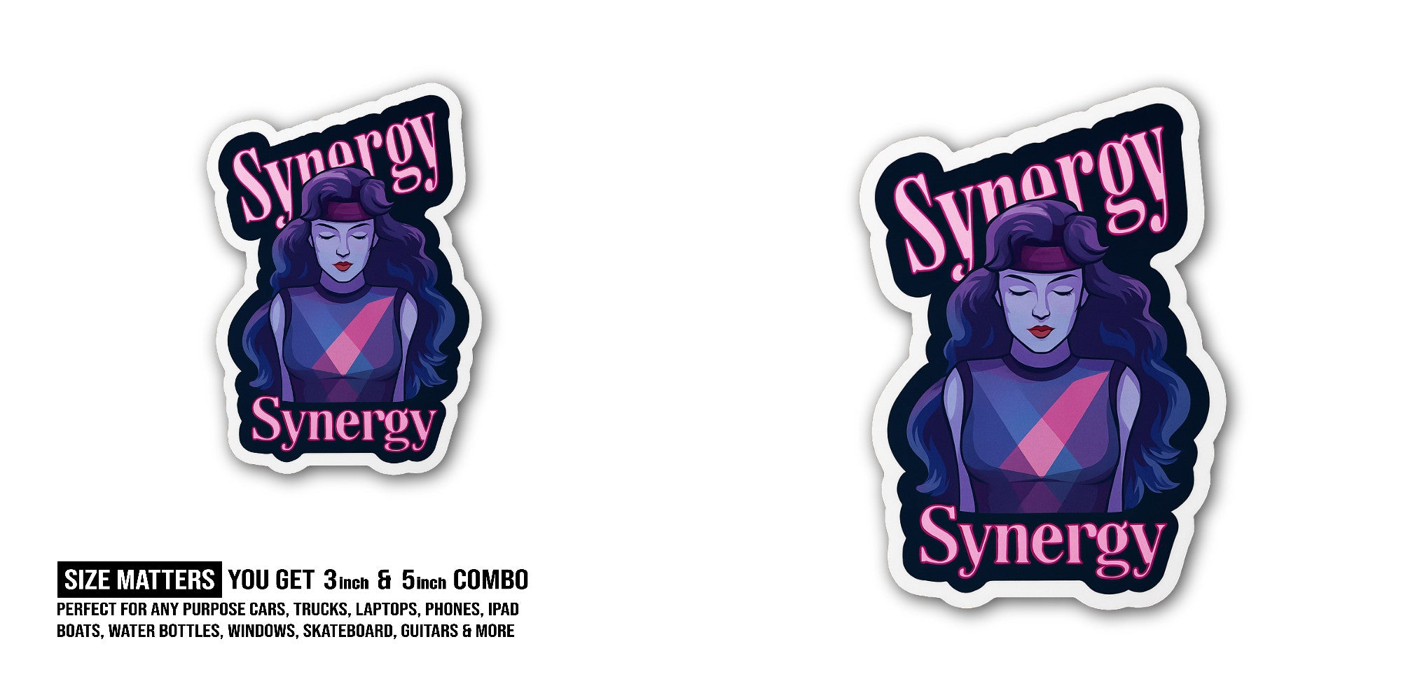 Synergy Sticker, Waterproof Vinyl Decal Sticker Indoor Or Outdoor 2 (Pieces) 3" and 5"