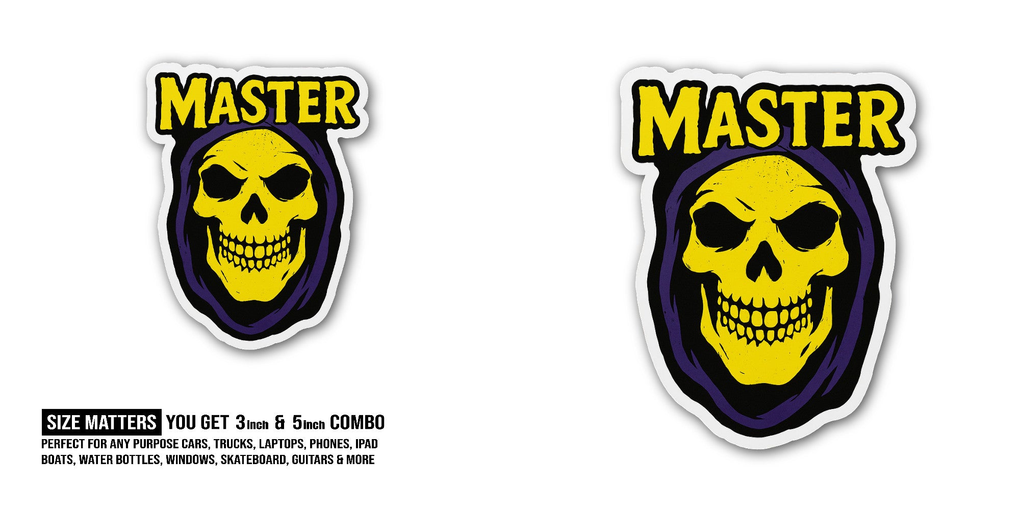Master Sticker, Waterproof Vinyl Decal Sticker Indoor Or Outdoor 2 (Pieces) 3" and 5"