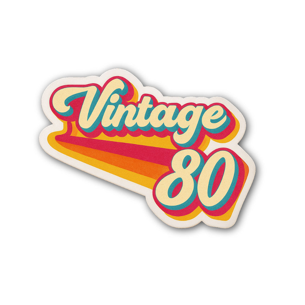 Vintage 80 Sticker, Waterproof Vinyl Decal Sticker Indoor Or Outdoor 2 (Pieces) 3" and 5"