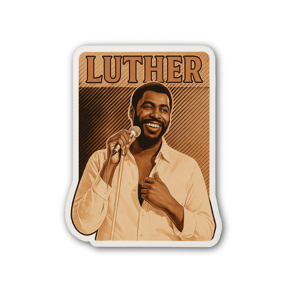 Luther Sticker, Waterproof Vinyl Decal Sticker Indoor Or Outdoor 2 (Pieces) 3" and 5"