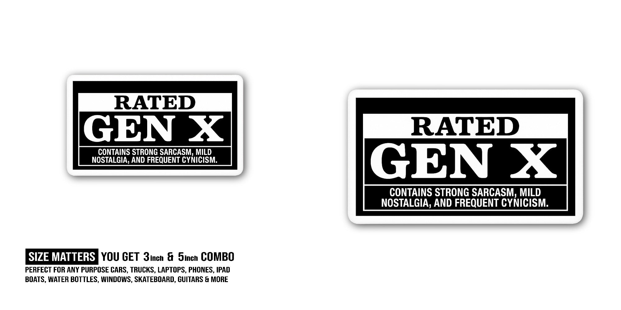 X Rated Sticker, Waterproof Vinyl Decal Sticker Indoor Or Outdoor 2 (Pieces) 3" and 5"