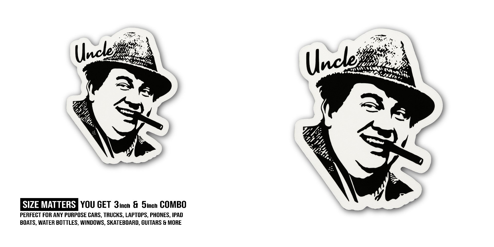 Uncle Buck Sticker, Waterproof Vinyl Decal Sticker Indoor Or Outdoor 2 (Pieces) 3" and 5"