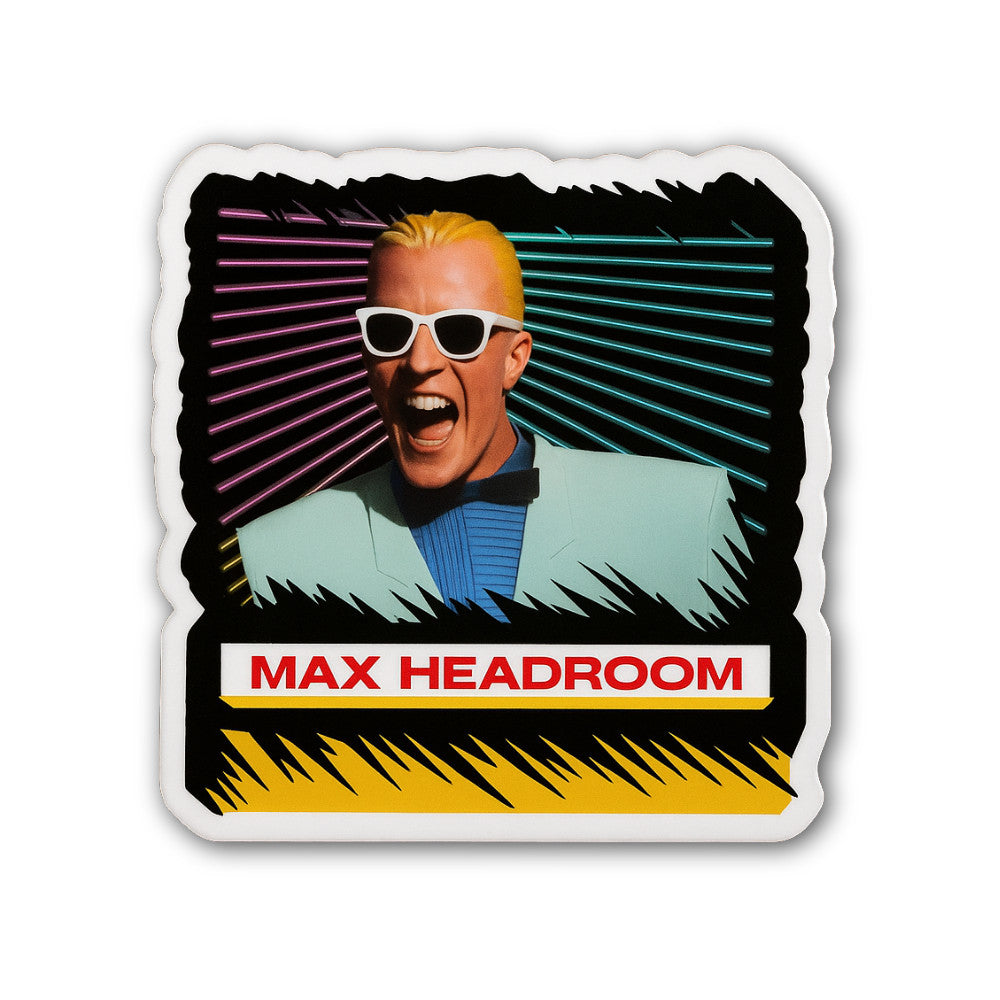 Max Headroom Sticker, Waterproof Vinyl Decal Sticker Indoor Or Outdoor 2 (Pieces) 3" and 5"