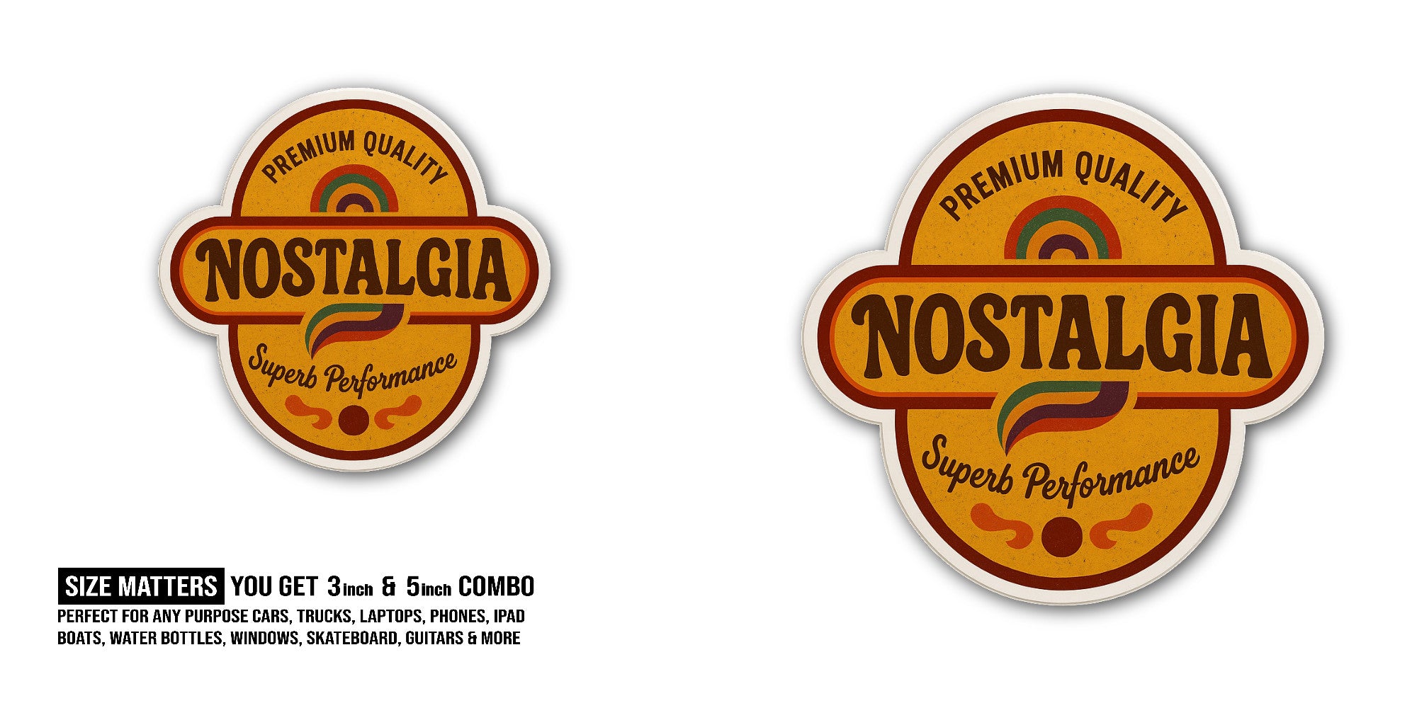 Nostalgia Sticker, Waterproof Vinyl Decal Sticker Indoor Or Outdoor 2 (Pieces) 3" and 5"