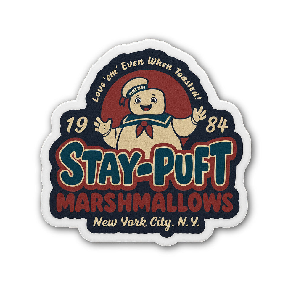 Stay Puft Marshmallow Man Sticker, Waterproof Vinyl Decal Sticker Indoor Or Outdoor 2 (Pieces) 3" and 5"