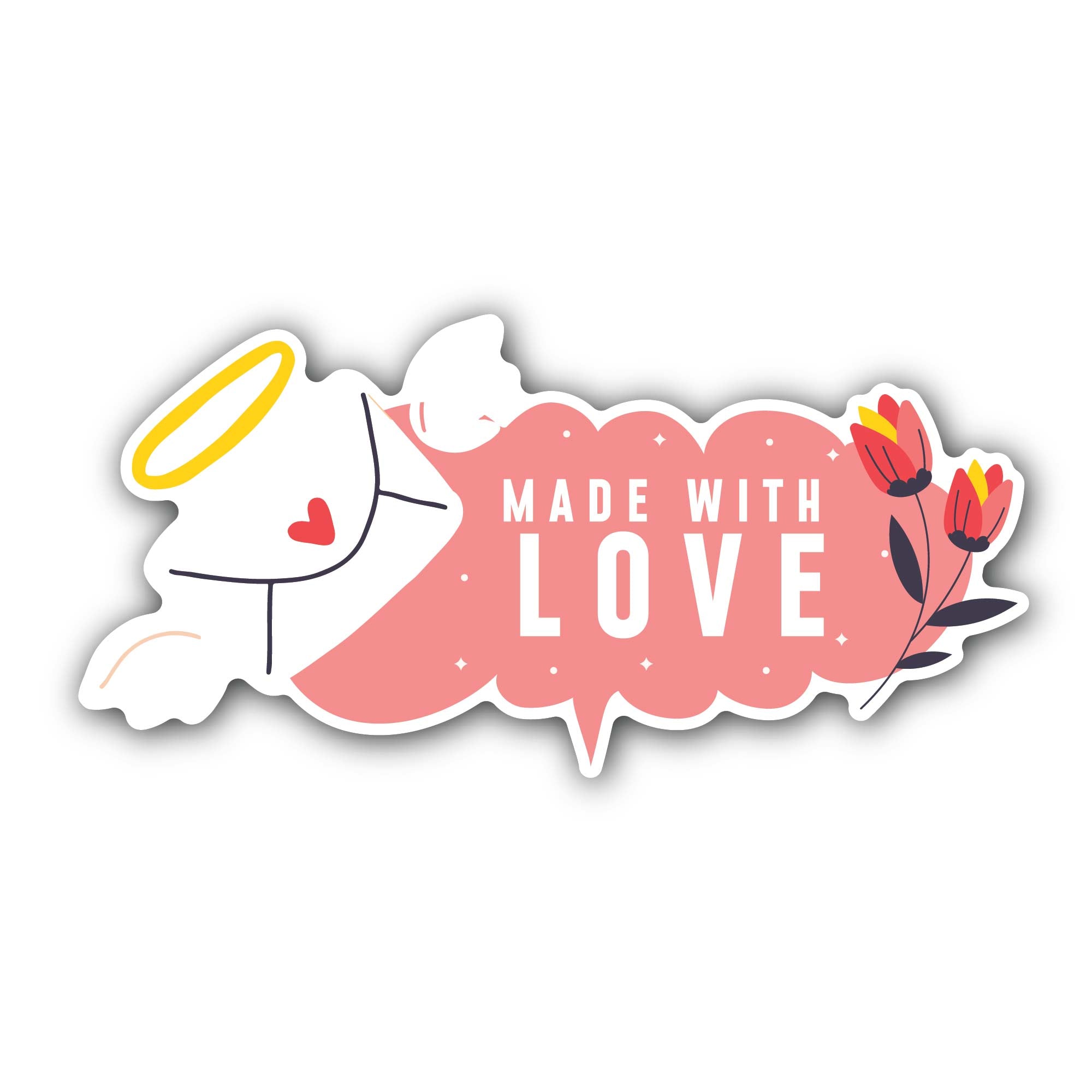 Love Letter & Made with Love Text Sticker, Waterproof Vinyl Decal Sticker Indoor Or Outdoor 2 (Pieces) 3" and 5"