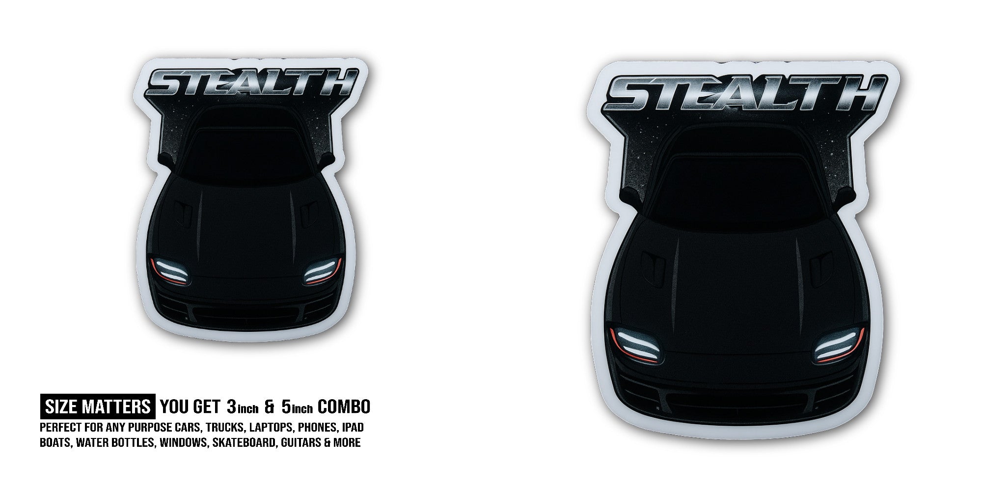 Dodge Stealth Sticker, Waterproof Vinyl Decal Sticker Indoor Or Outdoor 2 (Pieces) 3" and 5"