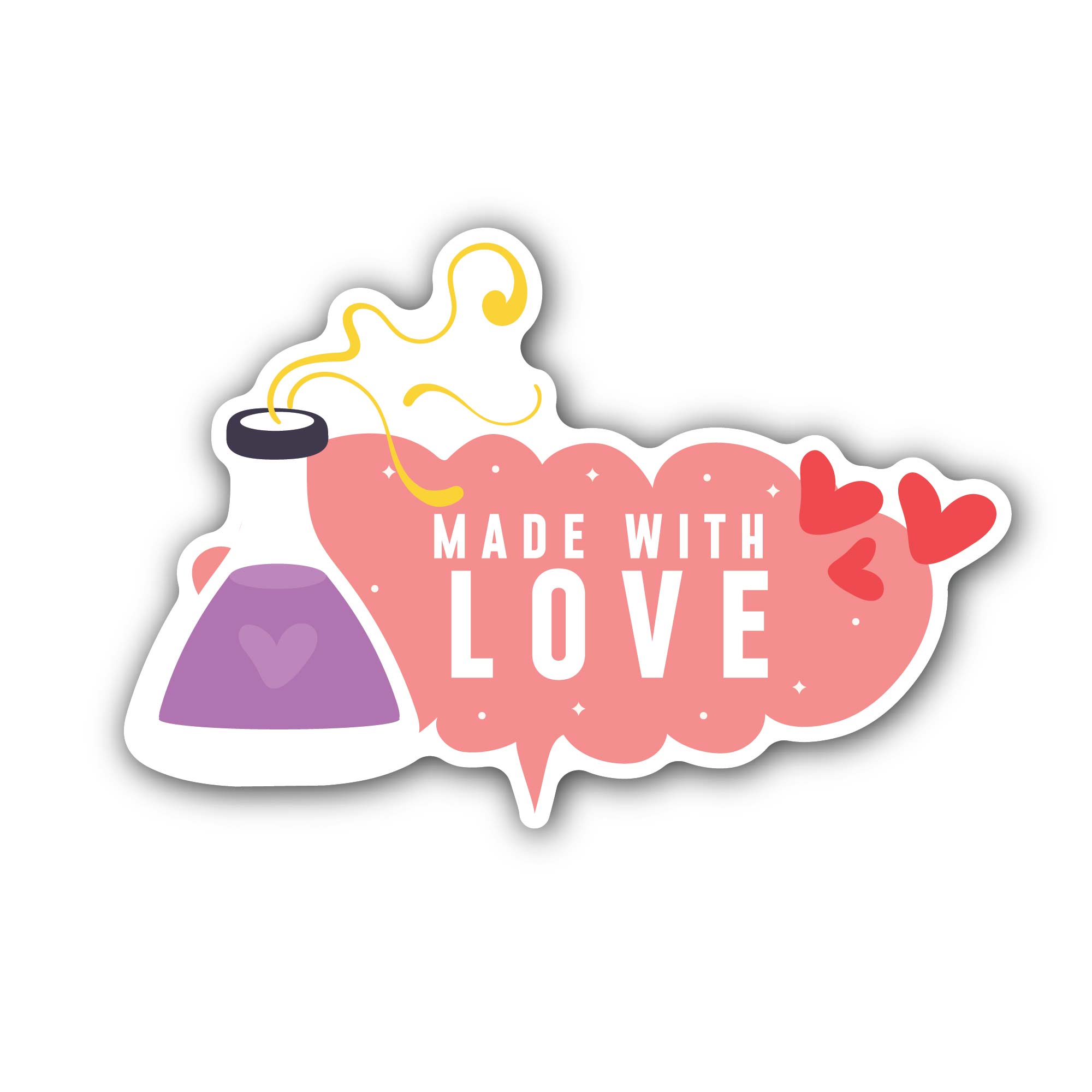 Pink Cloud & Made with Love Sticker, Waterproof Vinyl Decal Sticker Indoor Or Outdoor 2 (Pieces) 3" and 5"