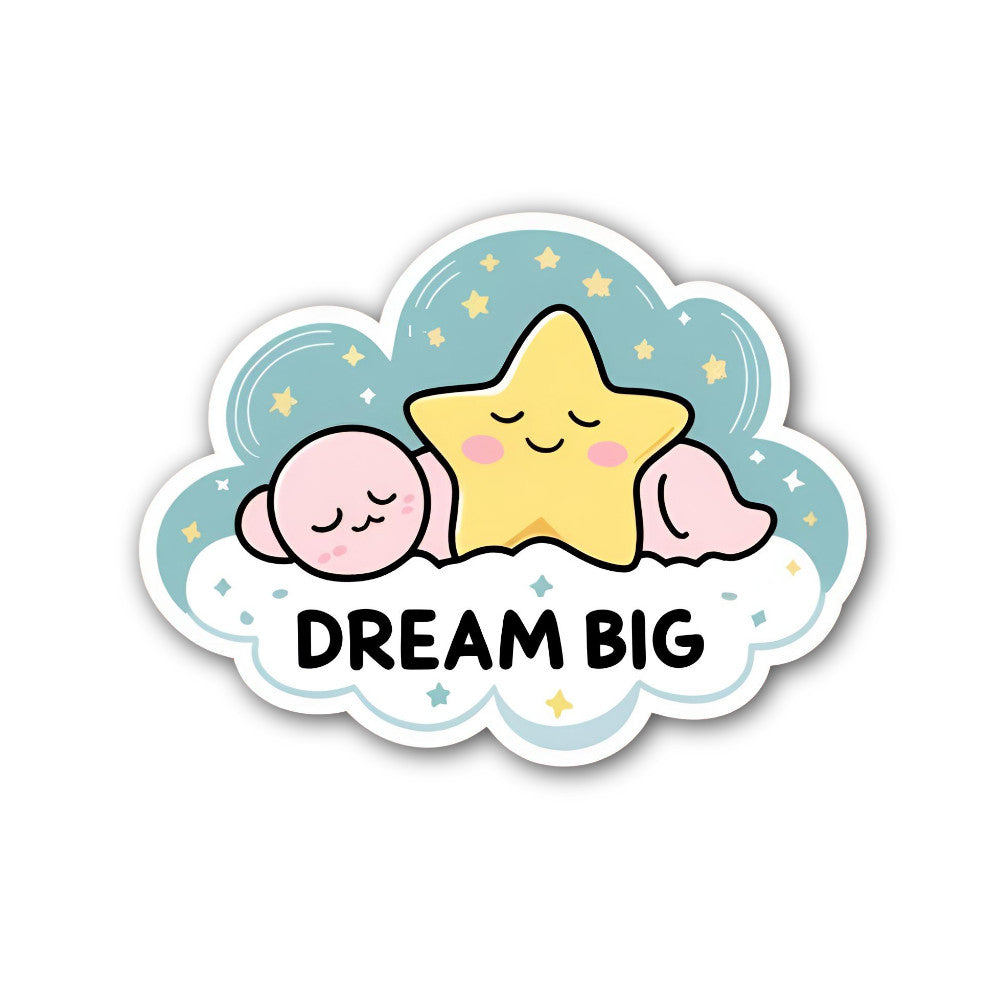 Dream Big cloud and star Sticker, Waterproof Vinyl Decal Sticker Indoor Or Outdoor 2 (Pieces) 3" and 5"