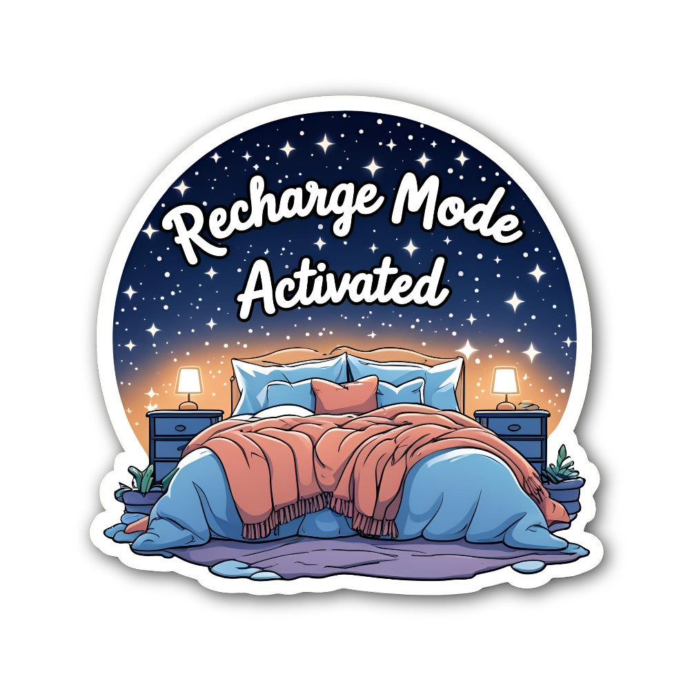 Recharge Mode Activated Sticker, Waterproof Vinyl Decal Sticker Indoor Or Outdoor 2 (Pieces) 3" and 5"