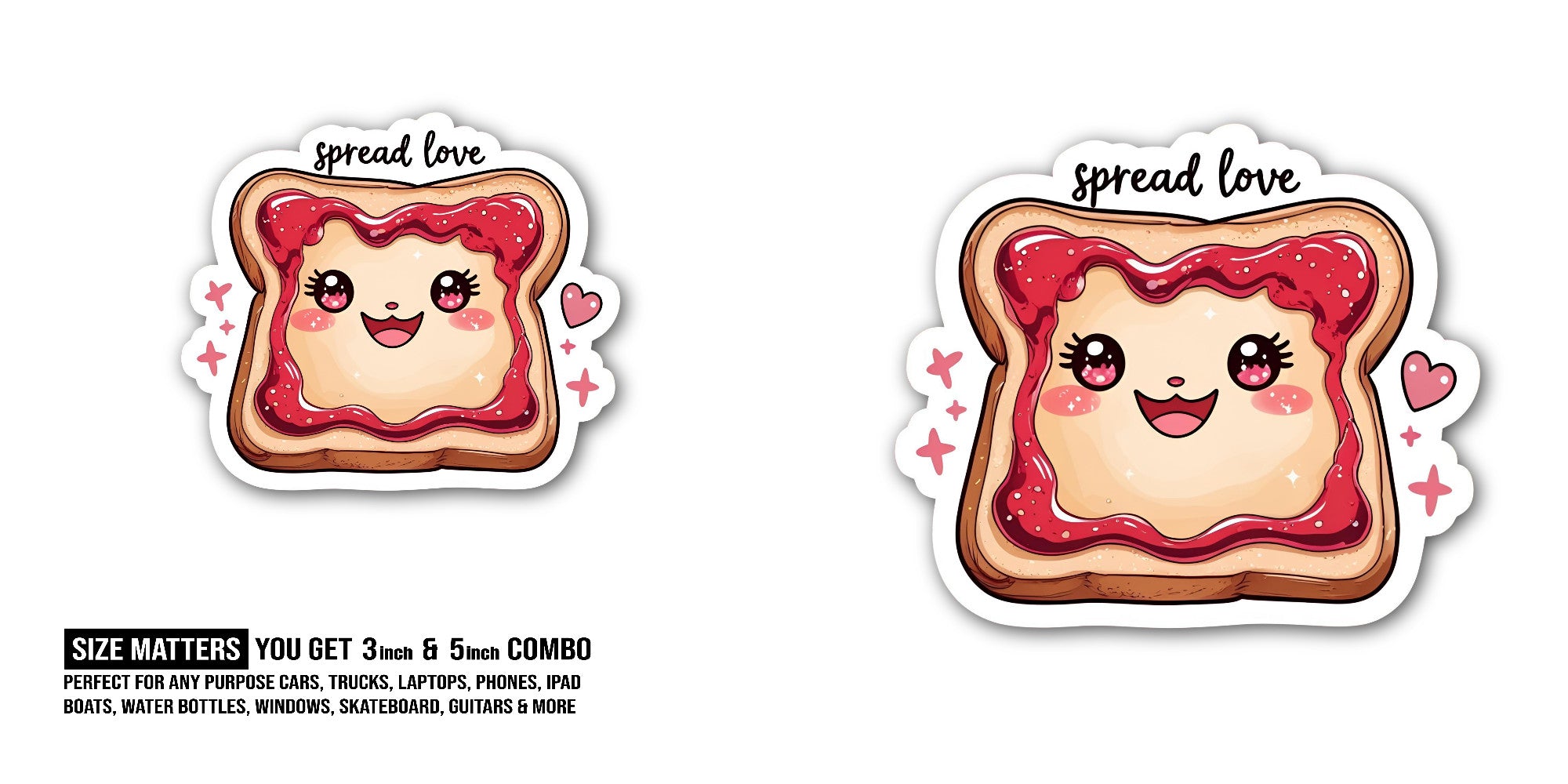 spread love Sticker, Waterproof Vinyl Decal Sticker Indoor Or Outdoor 2 (Pieces) 3" and 5"
