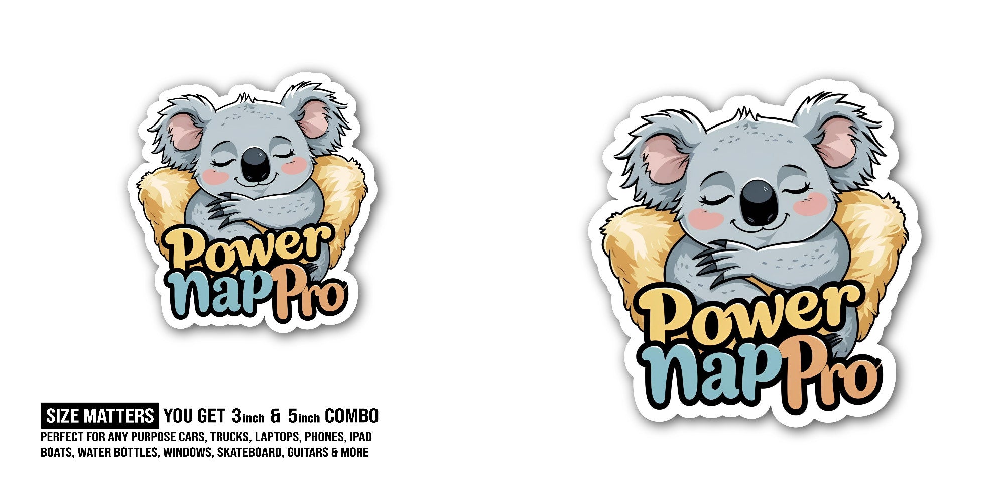 Power napPro Sticker, Waterproof Vinyl Decal Sticker Indoor Or Outdoor 2 (Pieces) 3" and 5"