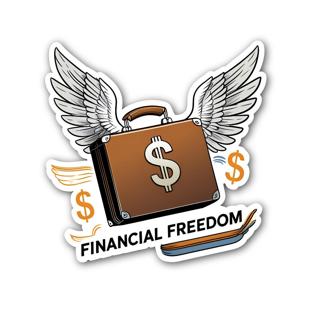 FINANCIAL FREEDOM Sticker, Waterproof Vinyl Decal Sticker Indoor Or Outdoor 2 (Pieces) 3" and 5"